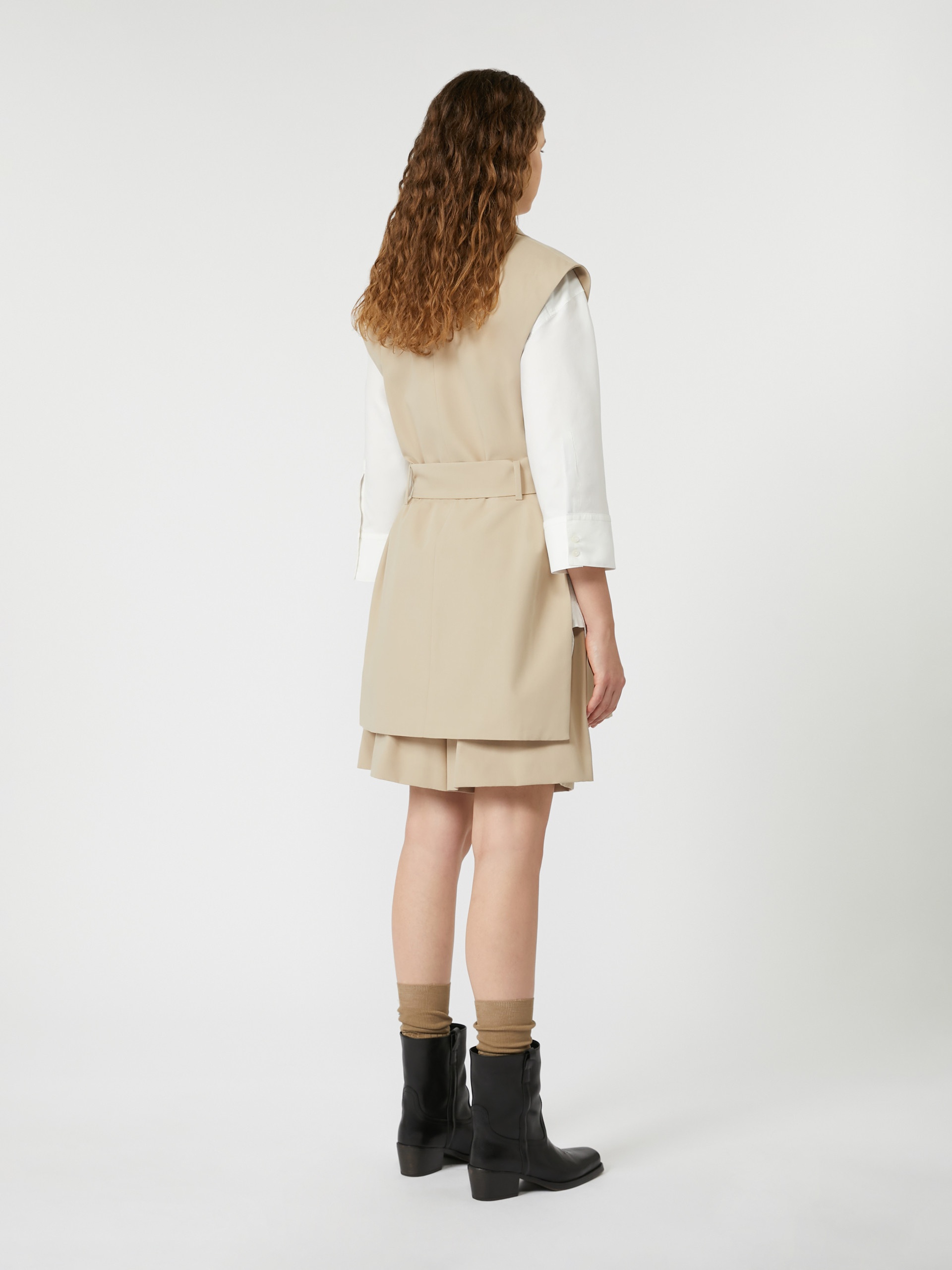 DETROIT Sleeveless cotton crepe blazer - 4