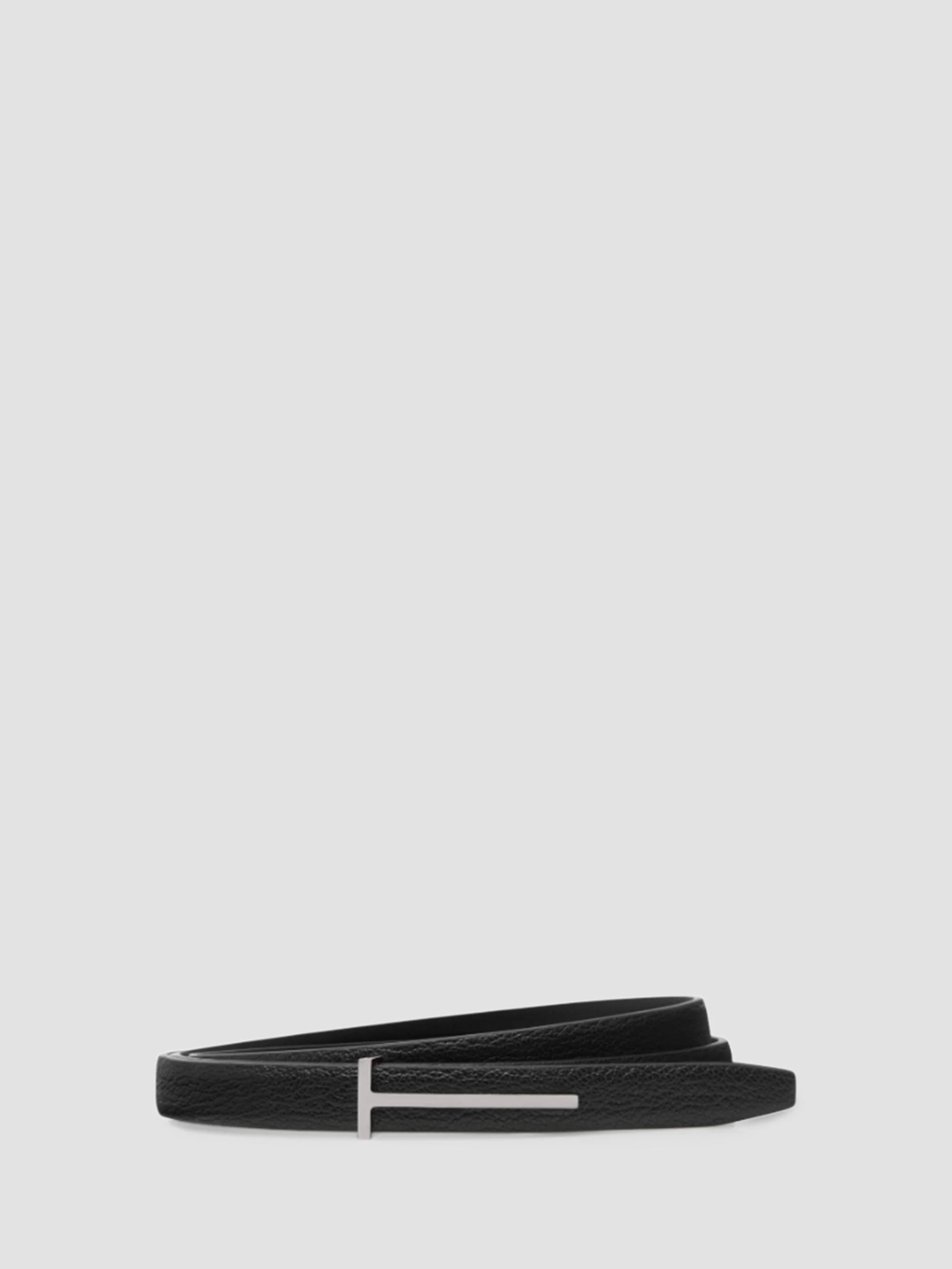 Men's T Leather Belt - Black - 1