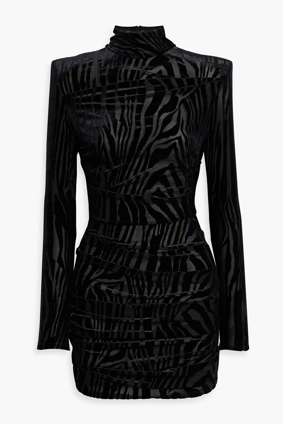 Pierce zebra-print devoré-velvet turtleneck mini dress - 1