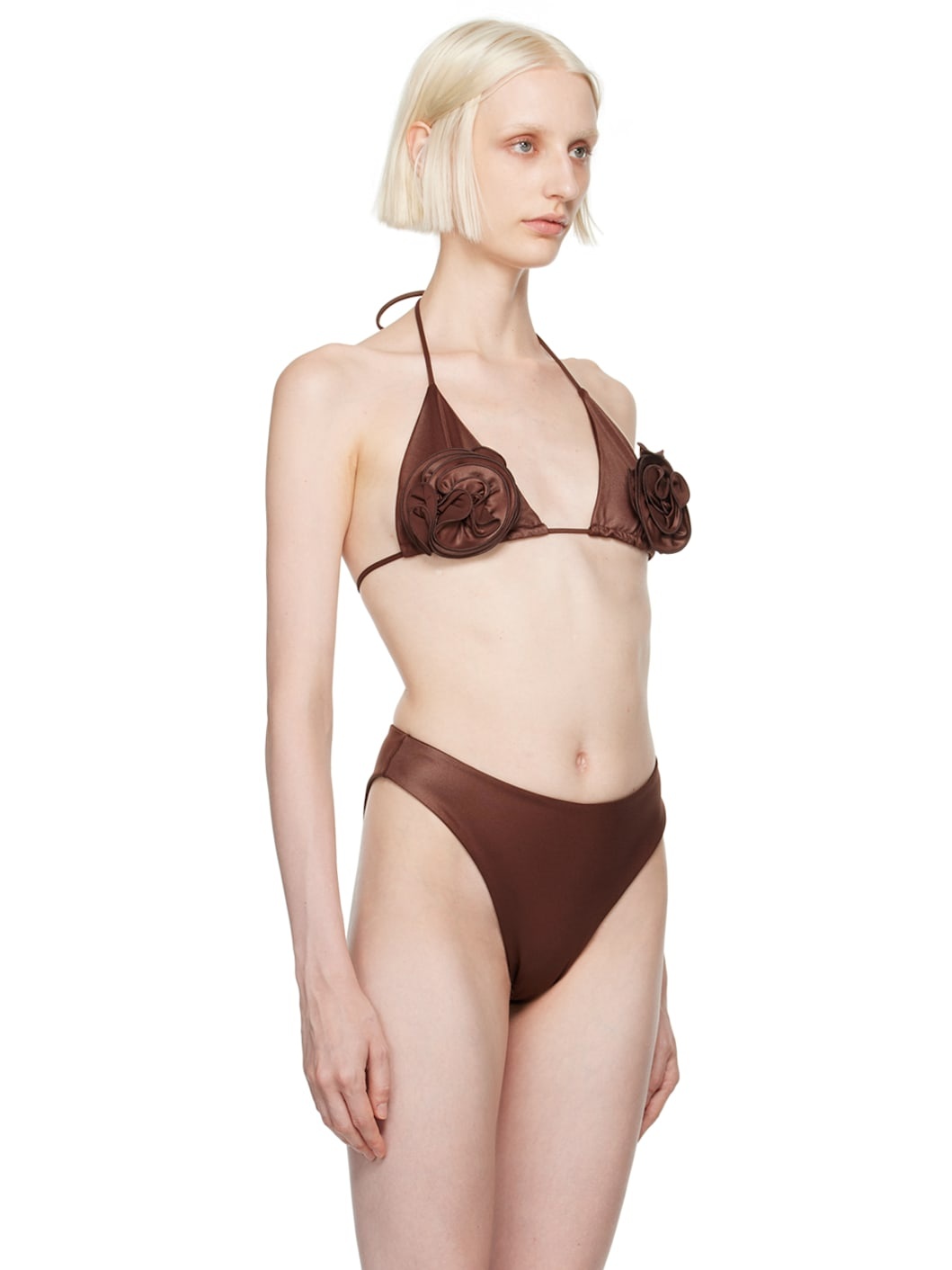 Brown Floral Bikini Top - 2