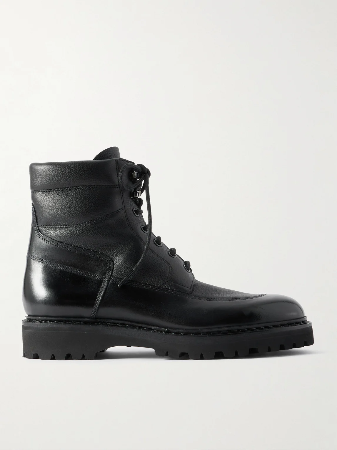 Peak Panelled Leather Boots - 1