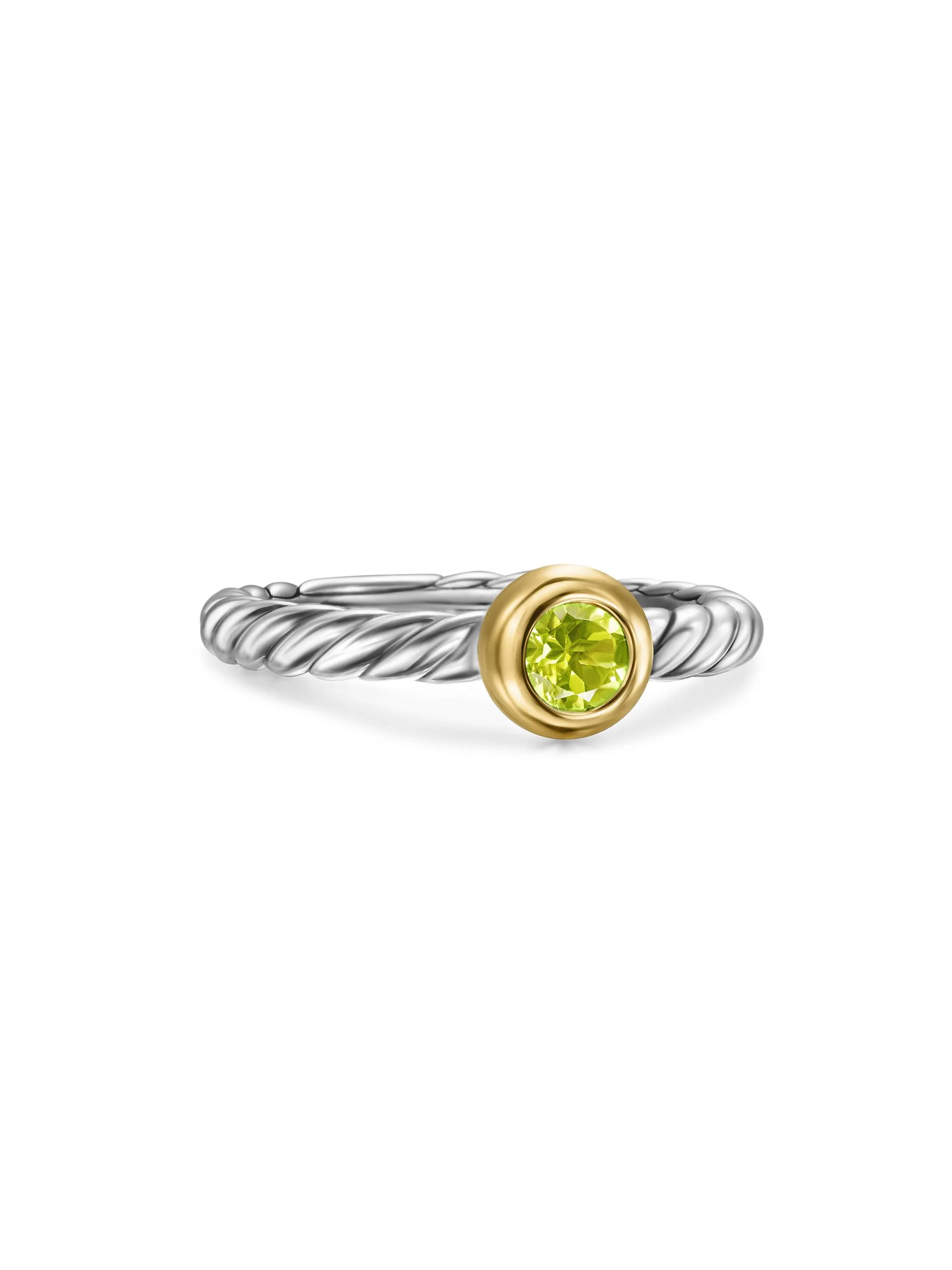Women's Petite Cable Ring in Sterling Silver - Peridot - 1