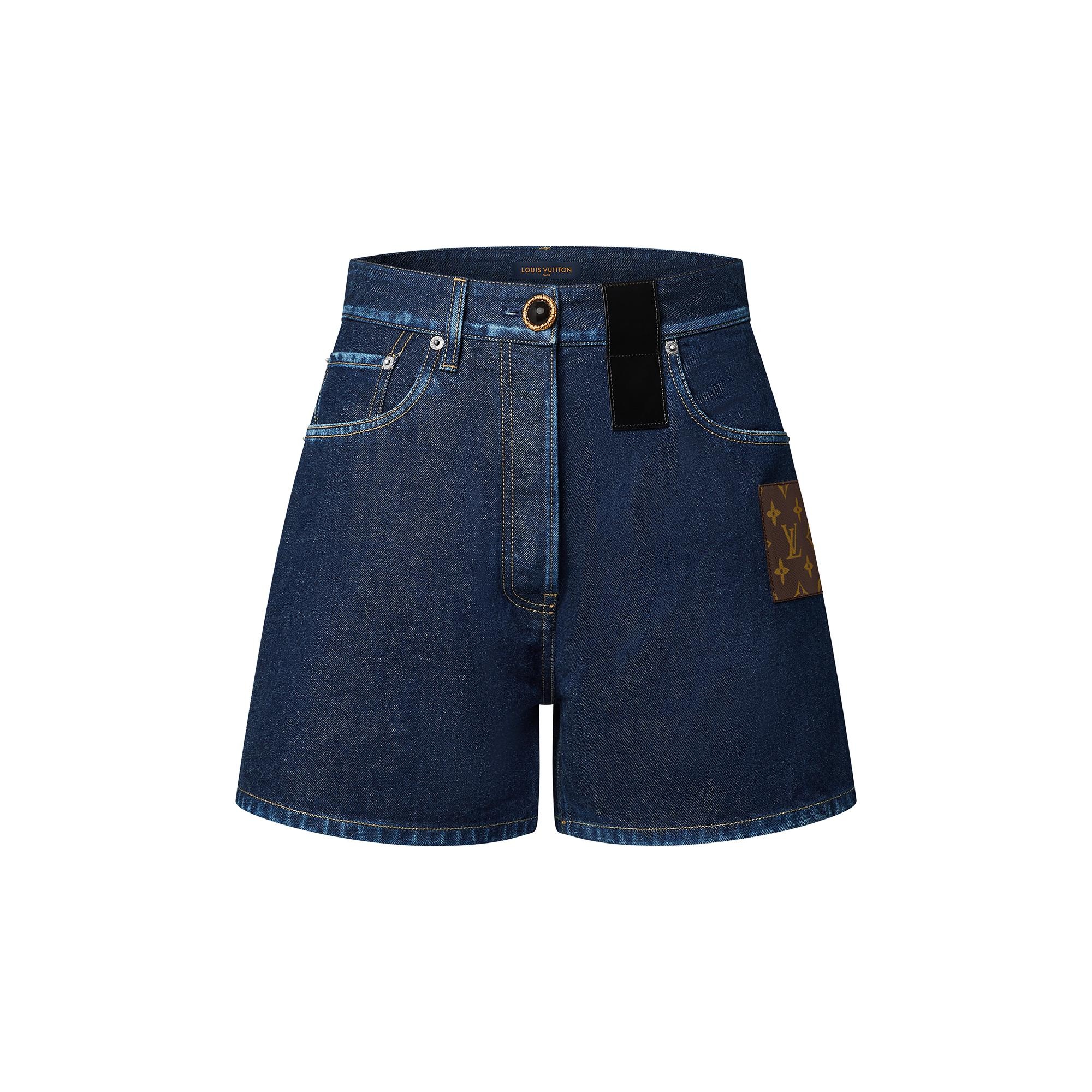 Monogram Patch Denim Shorts - 1