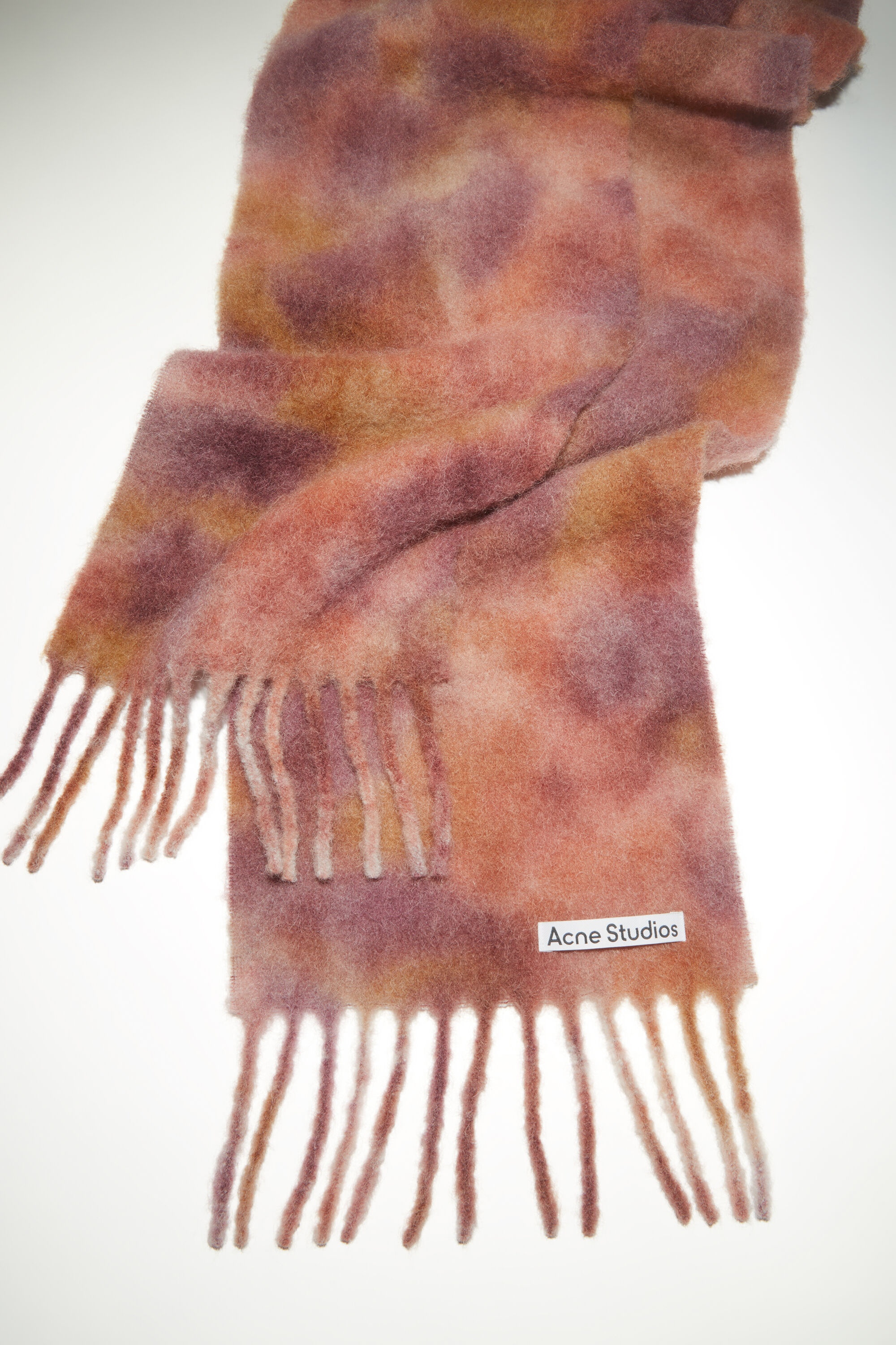 Wool mohair tie-dye scarf - Burgundy red/mauve pink - 4