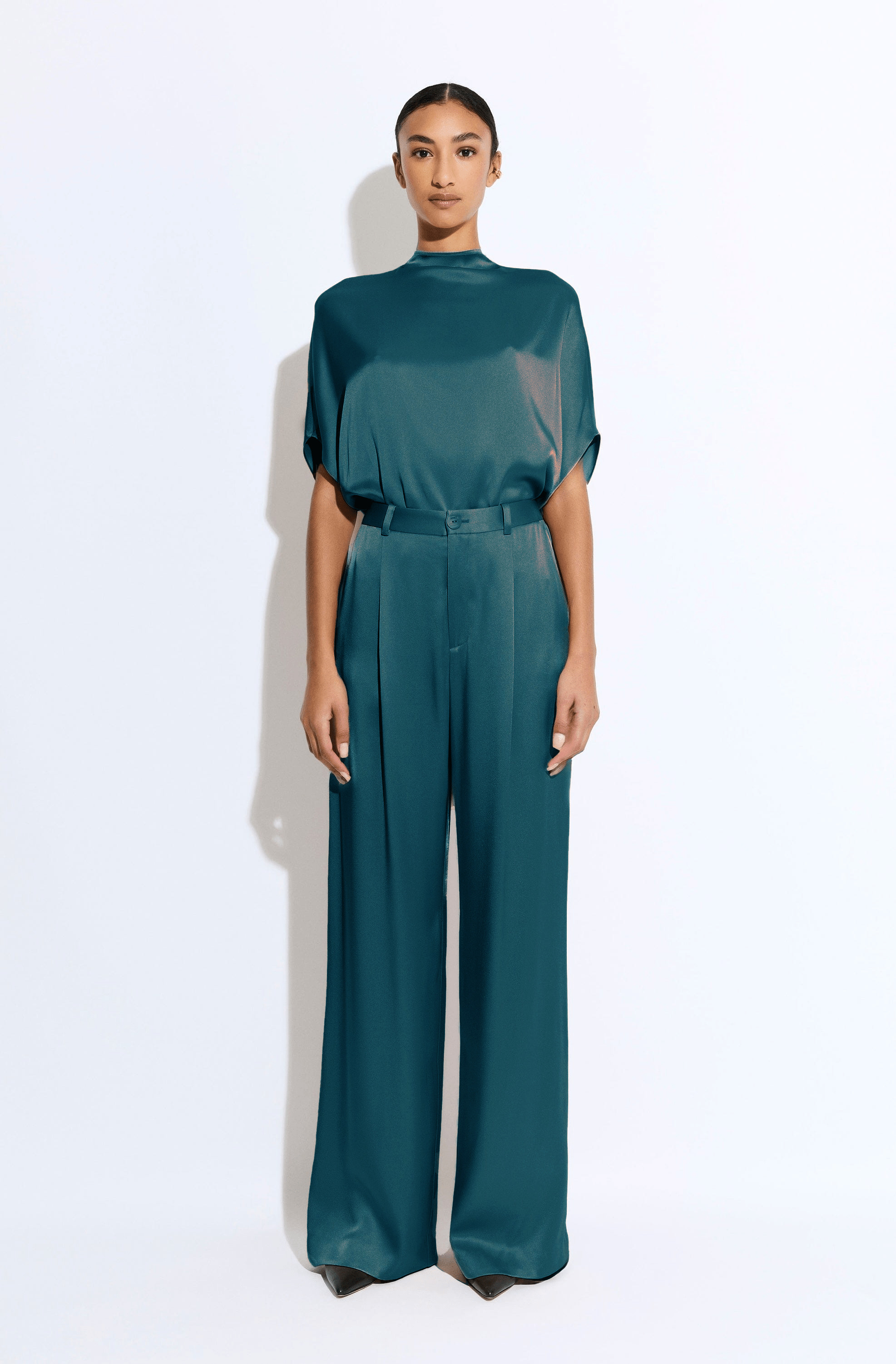 Satin Relaxed Pleated Pant - 2