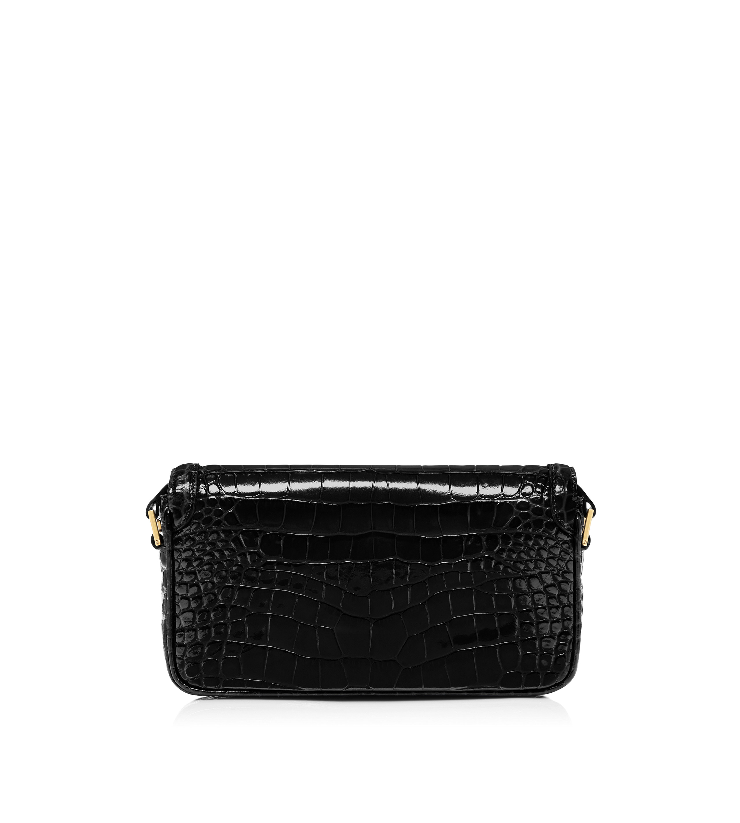 SHINY STAMPED CROCODILE LEATHER WALLIS E/W SHOULDER BAG - 3
