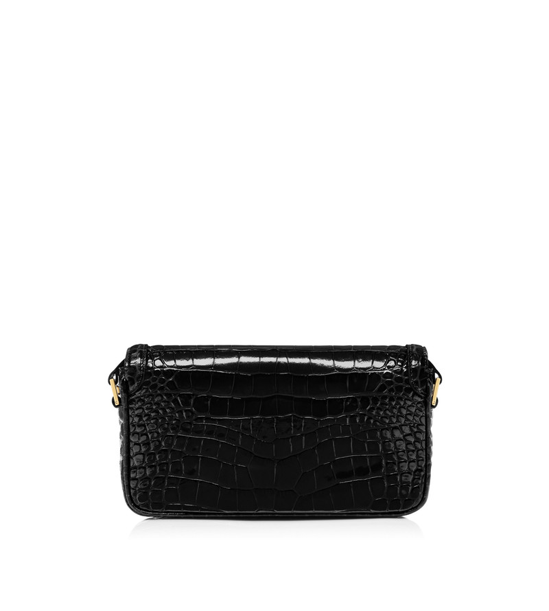 SHINY STAMPED CROCODILE LEATHER WALLIS E/W SHOULDER BAG 3