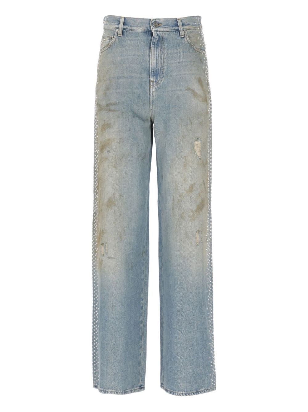 side-stud embellished jeans - 1