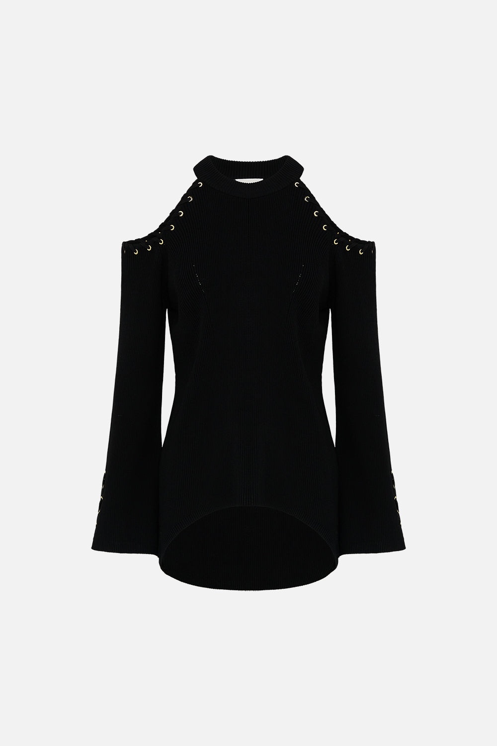 COLD SHOULDER FLARED SLEEVE KNIT - 1