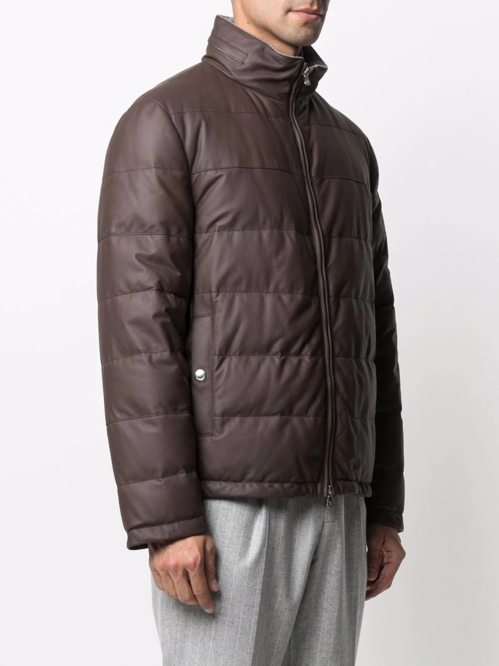 padded leather puffer jacket - 3