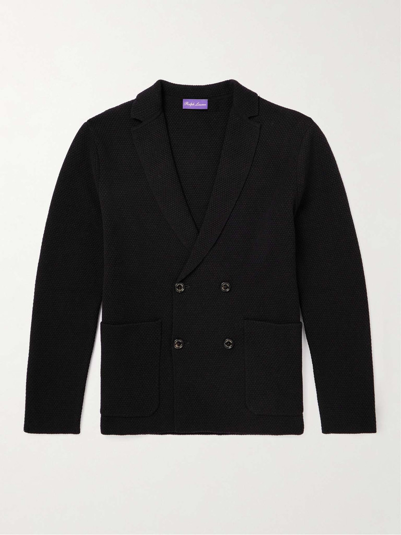 Double-Breasted Honeycomb-Knit Cardigan 1