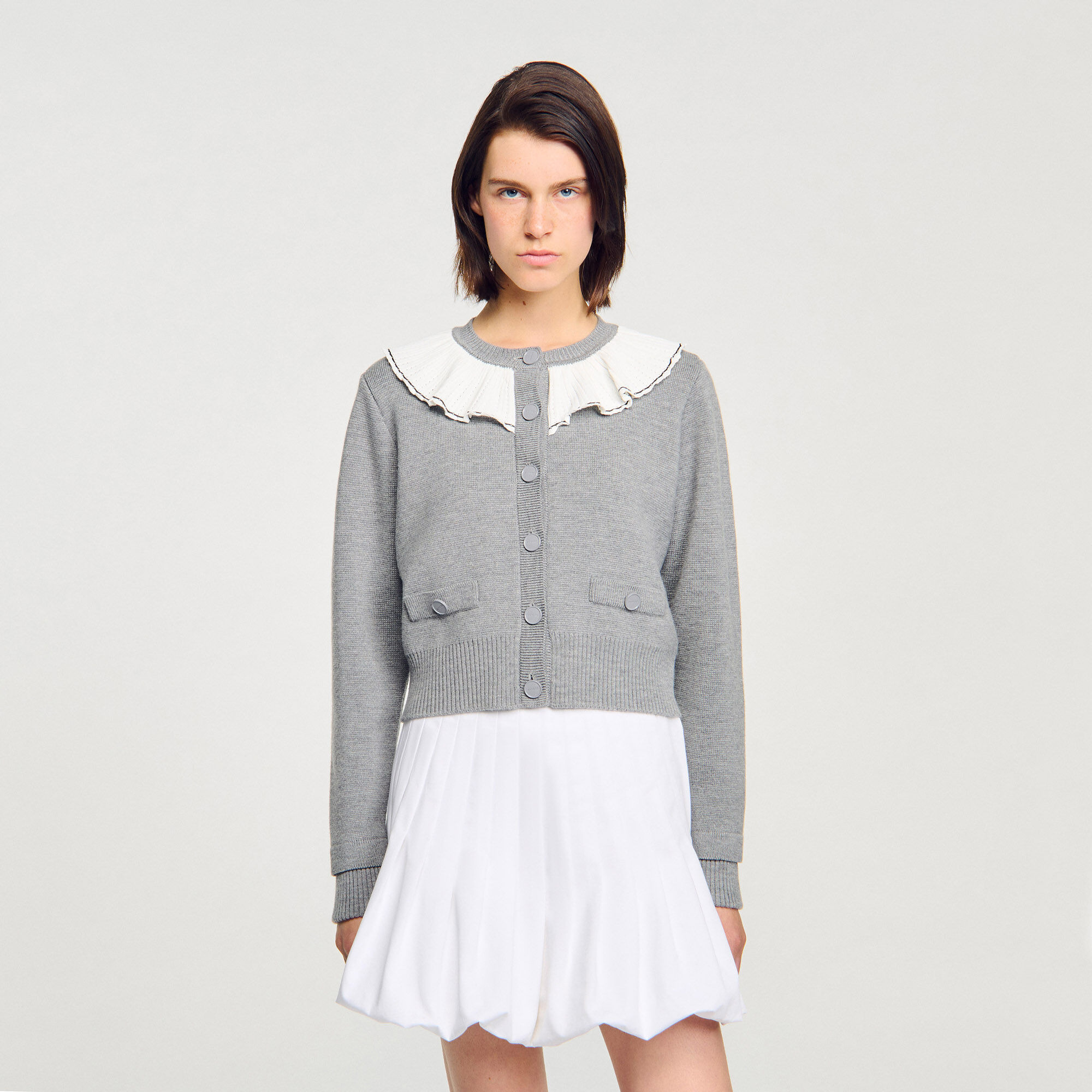 CARDIGAN WITH CONTRAST COLLAR - 4
