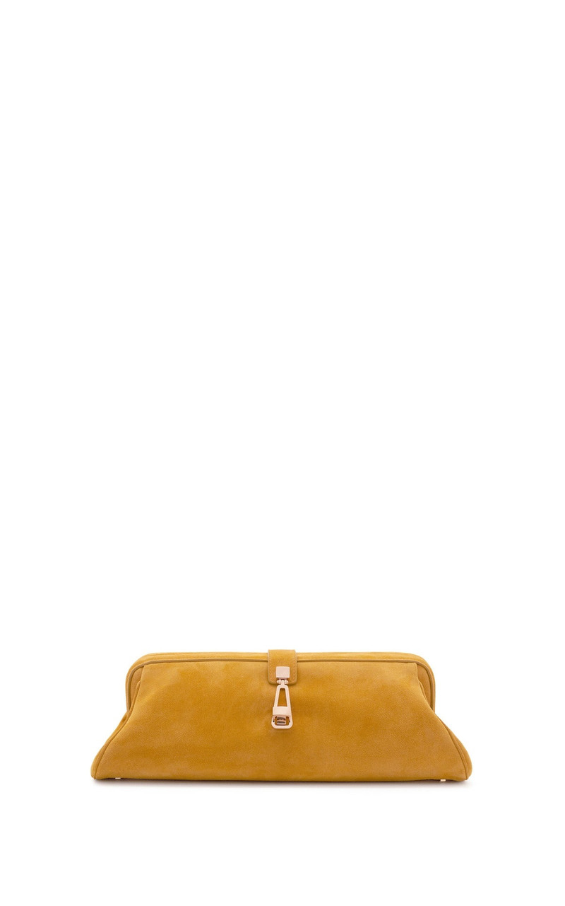 Paola Clutch in Golden Birch Suede 1