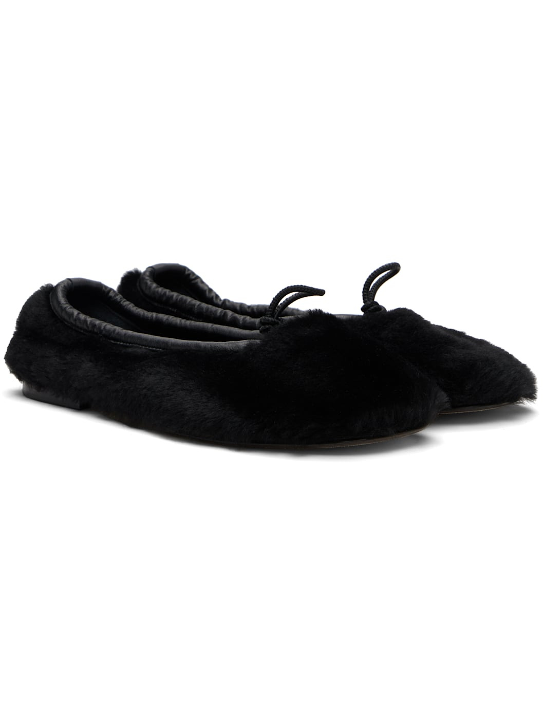 Black Puntera Shearling Ballerina Flats - 4