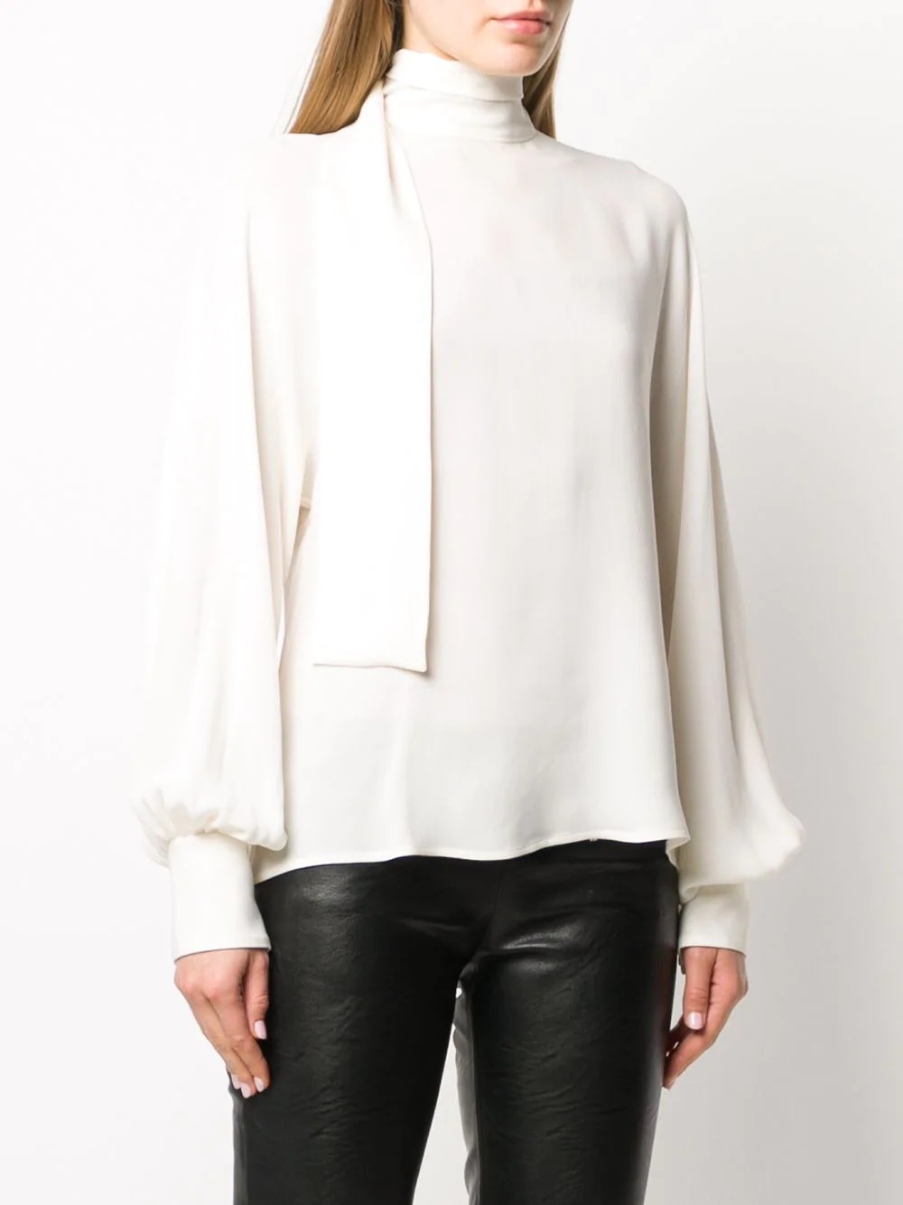 high-neck billowing sleeved blouse - 3