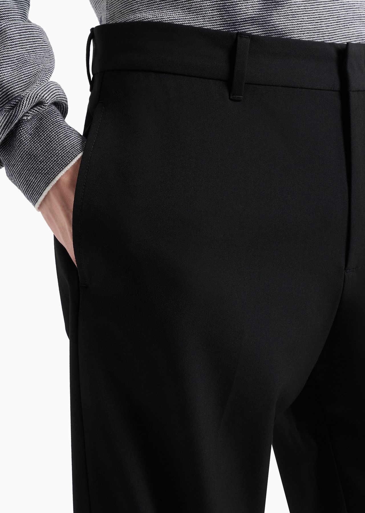 Compact fabric chinos with wool finish - 5