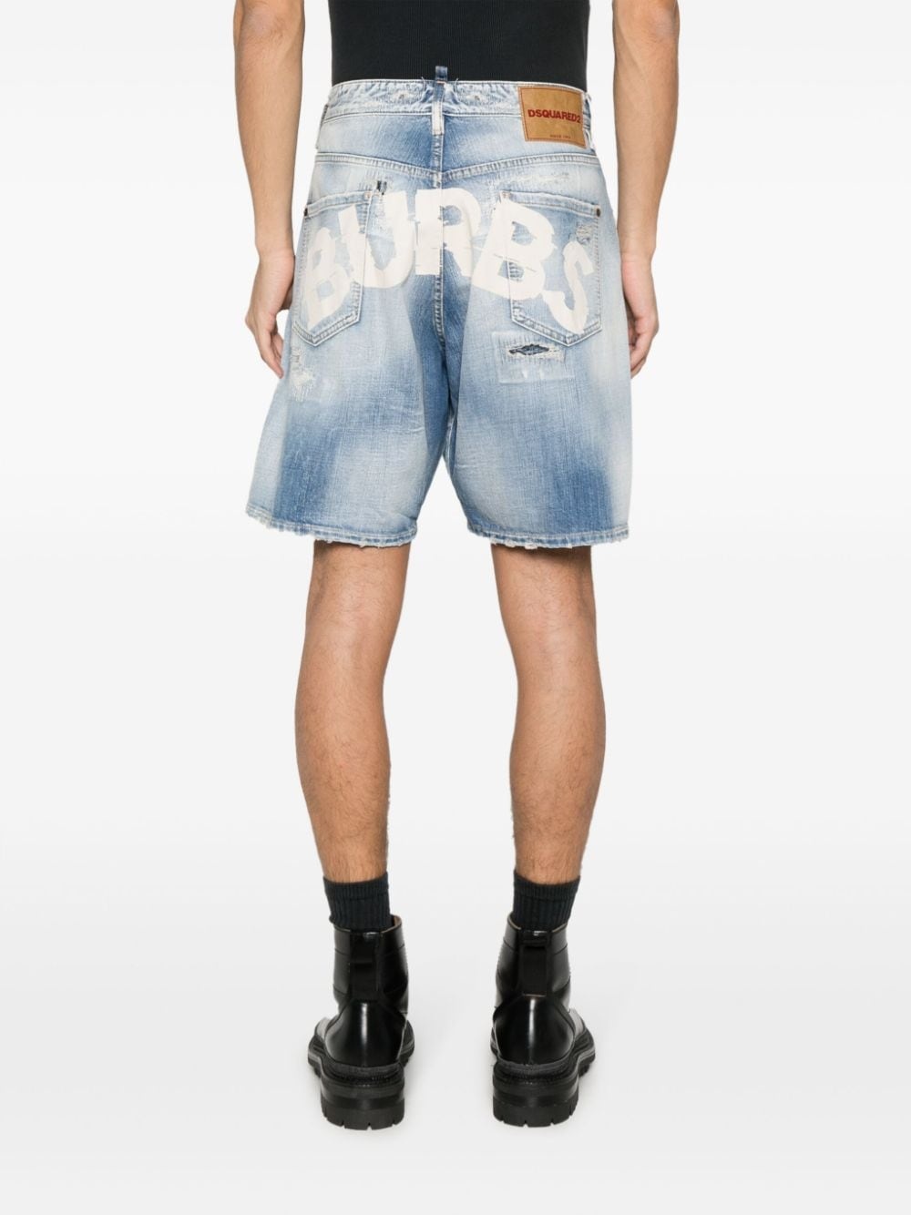 Shark Bite washed denim shorts - 4