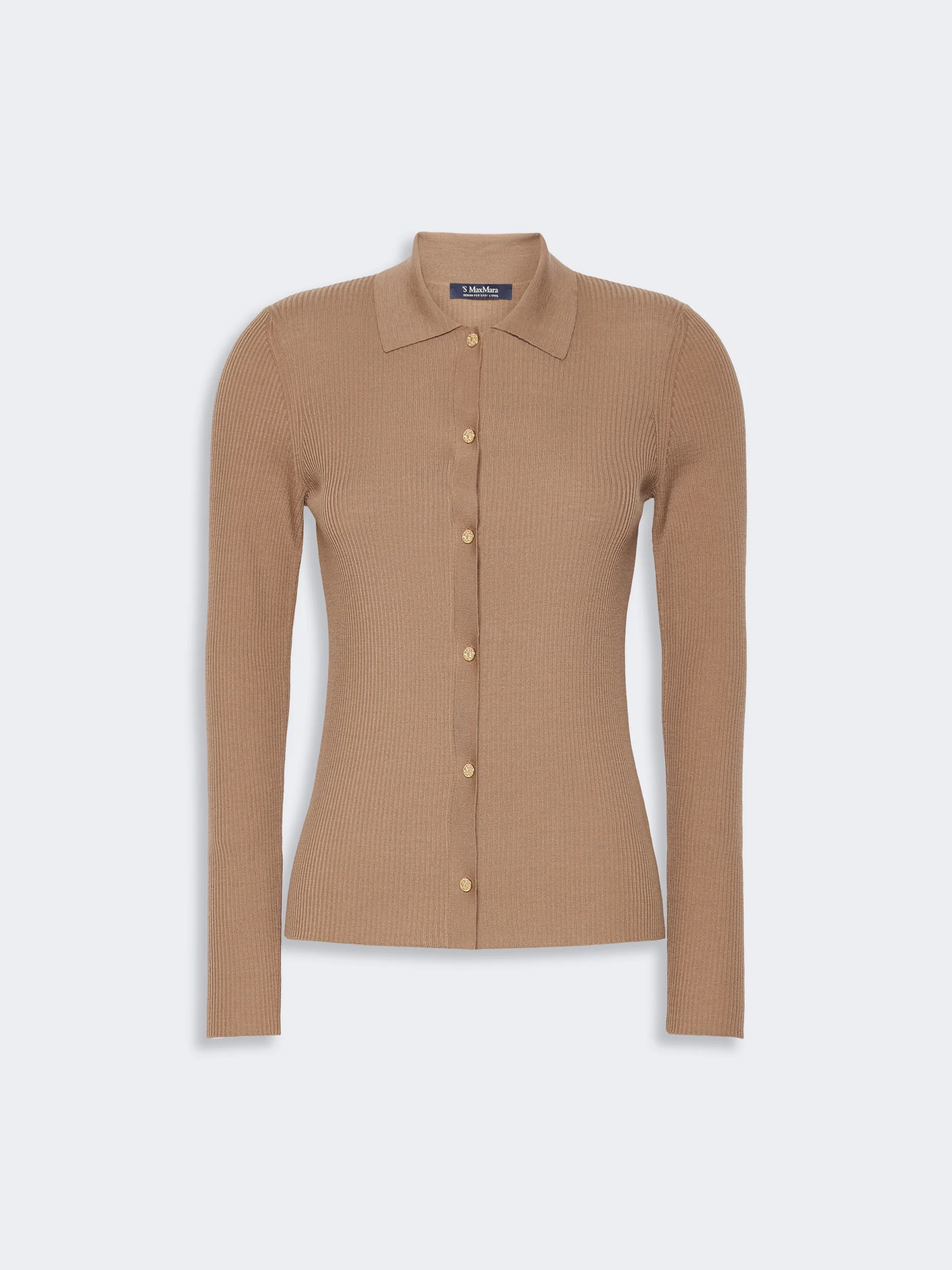 LIMONE Woollen yarn fitted cardigan - CAMEL - 1