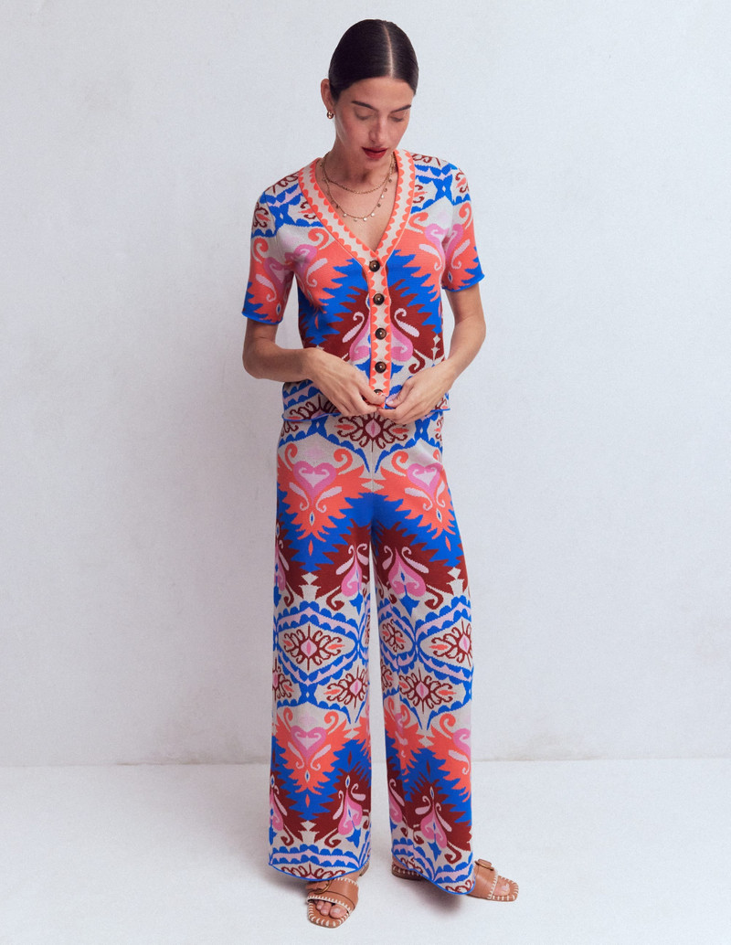 Short Sleeve Jacquard Cardigan-Aztec 6