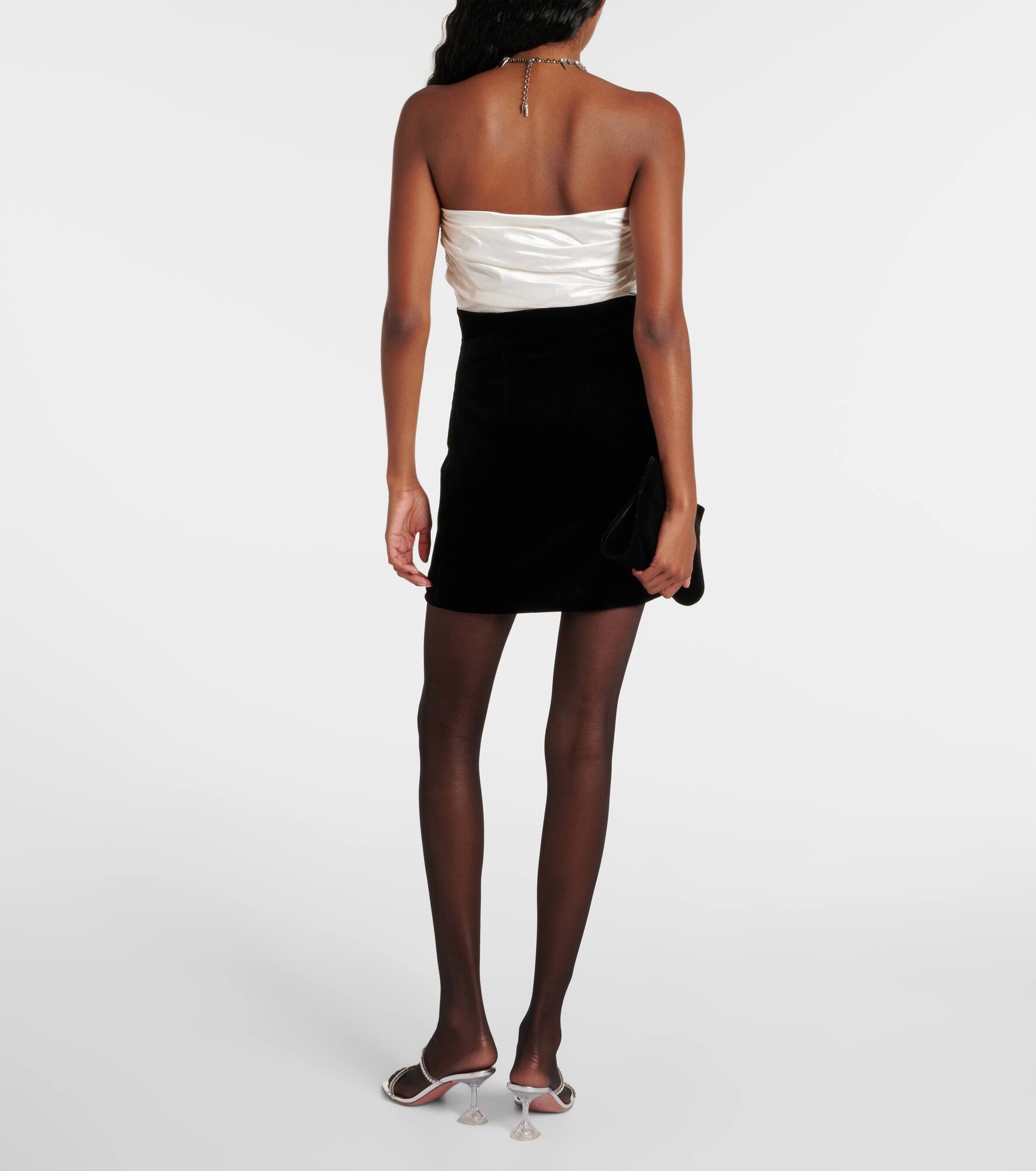 Bow-detail strapless velvet minidress - 3