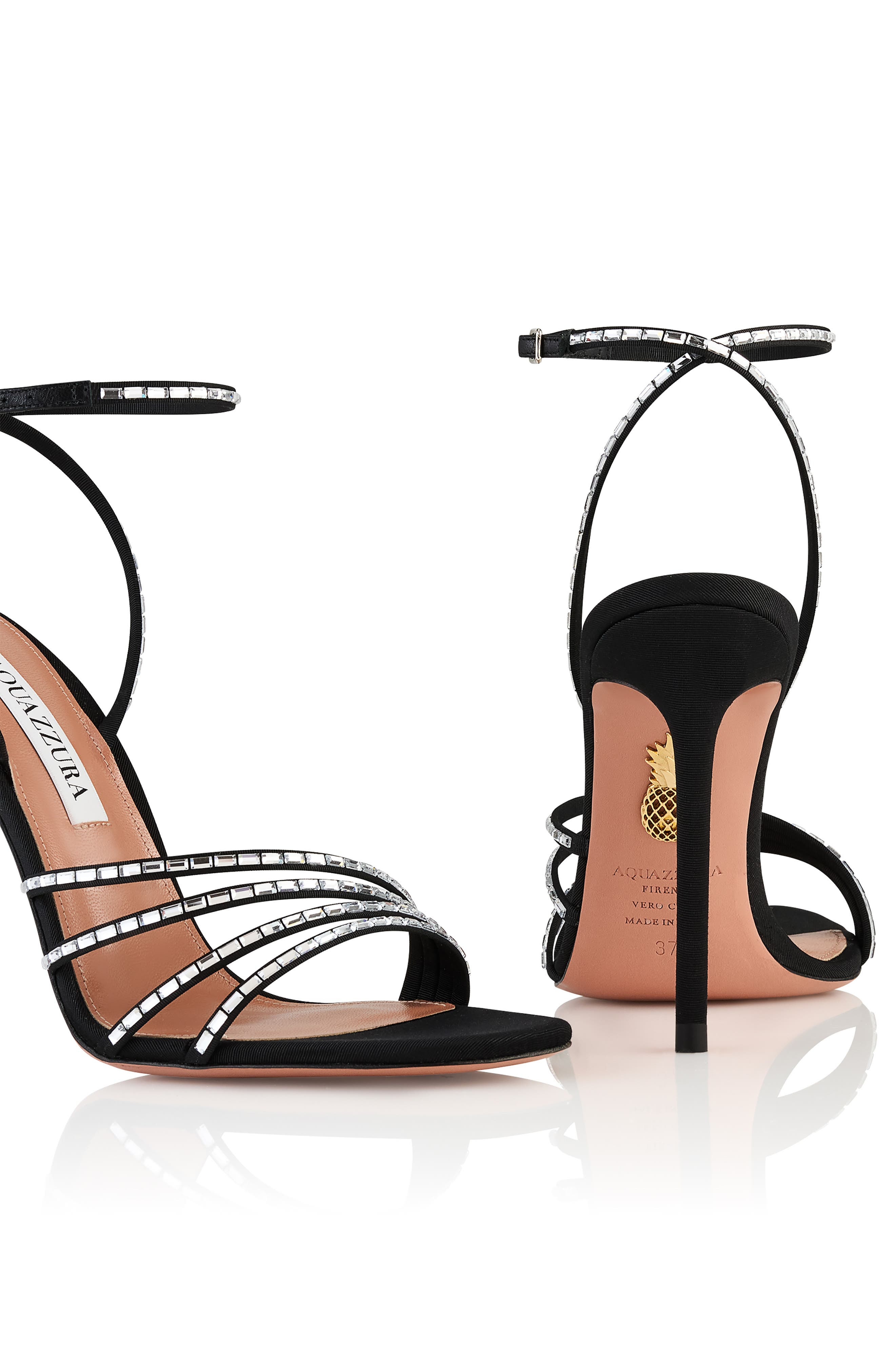 Aquazzura Mistica Crystal Embellished Ankle Strap Sandal in Black at Nordstrom - 3