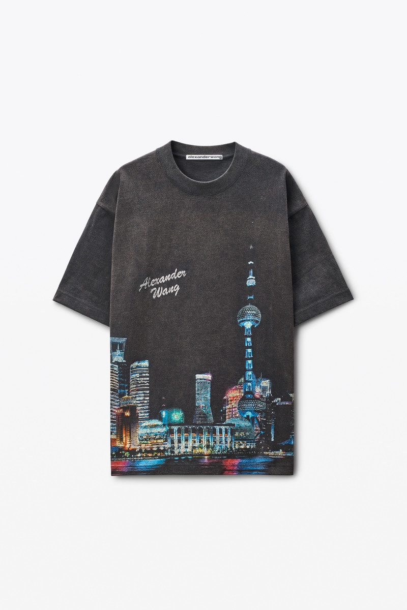 Shanghai Skyline Crystal Hotfix T-Shirt 1