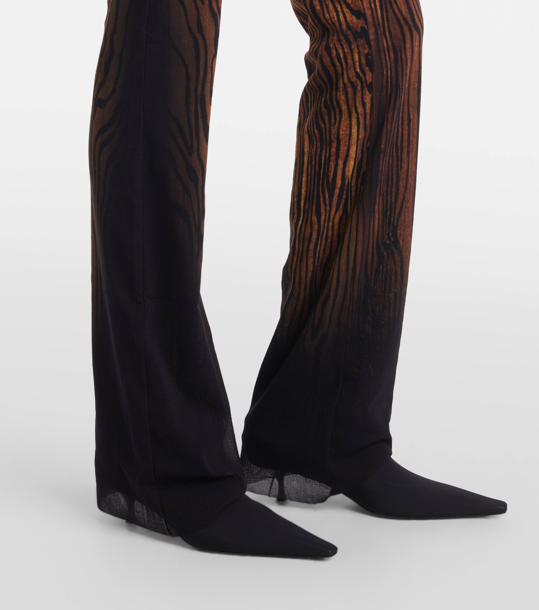 Wood trompe l'œil tulle straight pants - 5