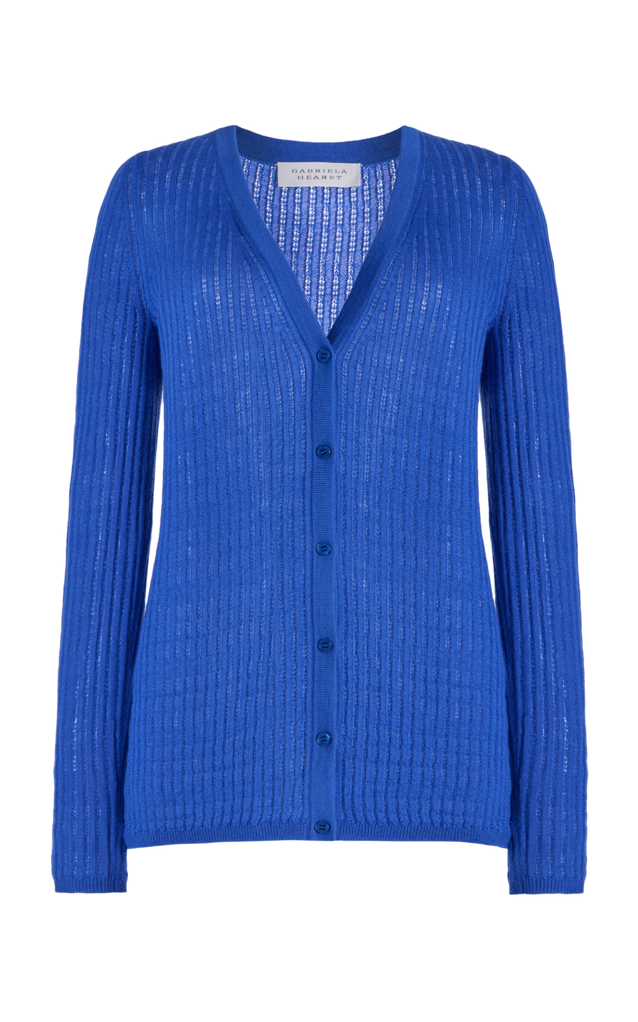 Emma Pointelle Cardigan in Sapphire Silk Cashmere - 1