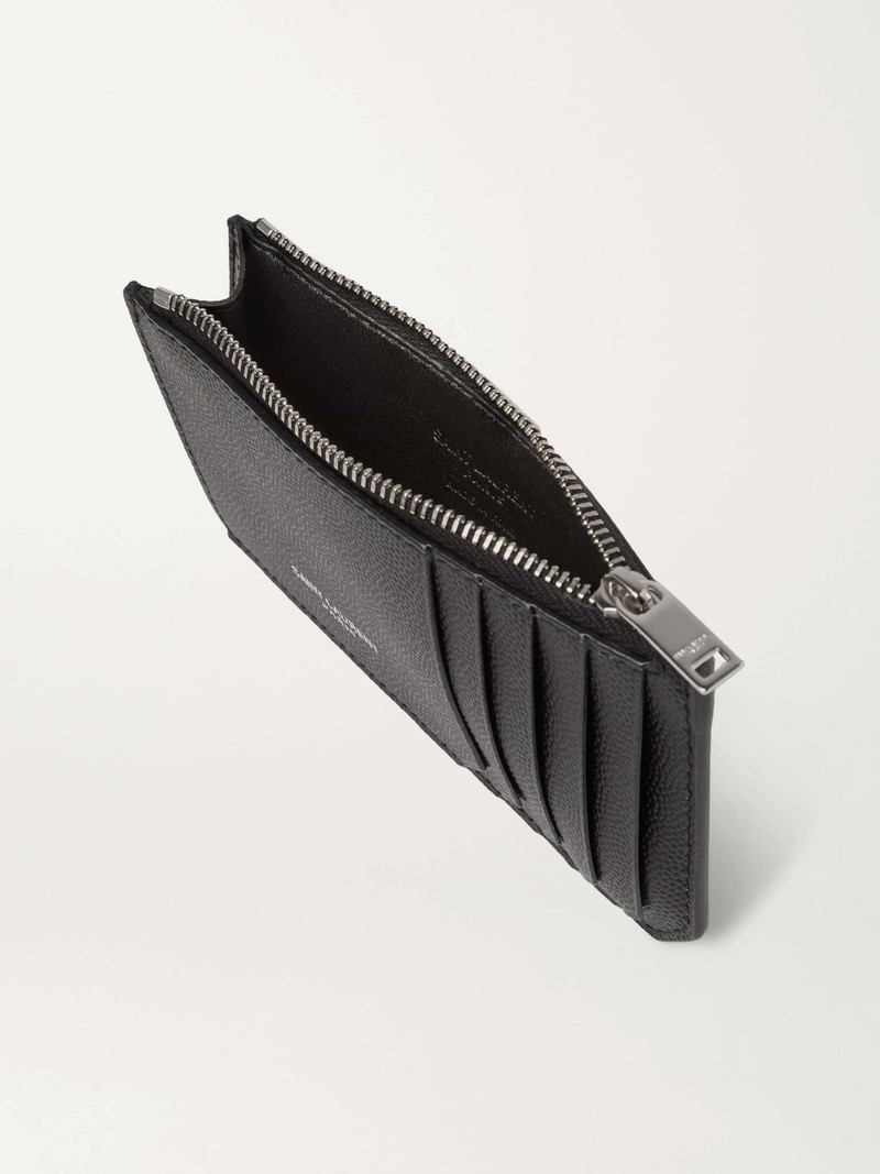 SAINT LAURENT Printed Pebble-Grain Leather Zipped Cardholder outlook