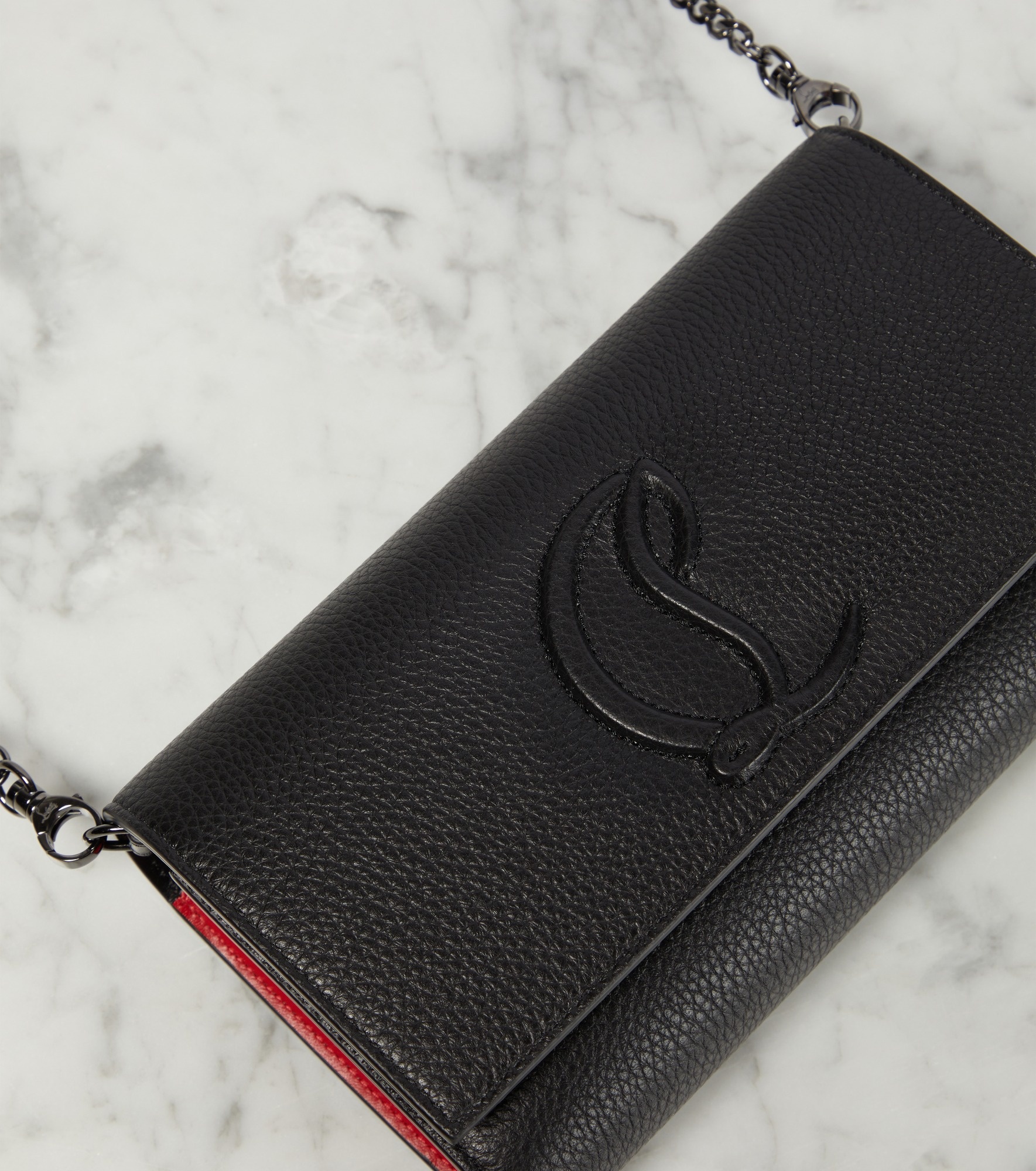 Logo leather wallet on chain - 6