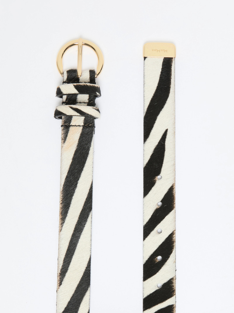 Max Mara Pony hair-look printed leather belt - WHITE outlook