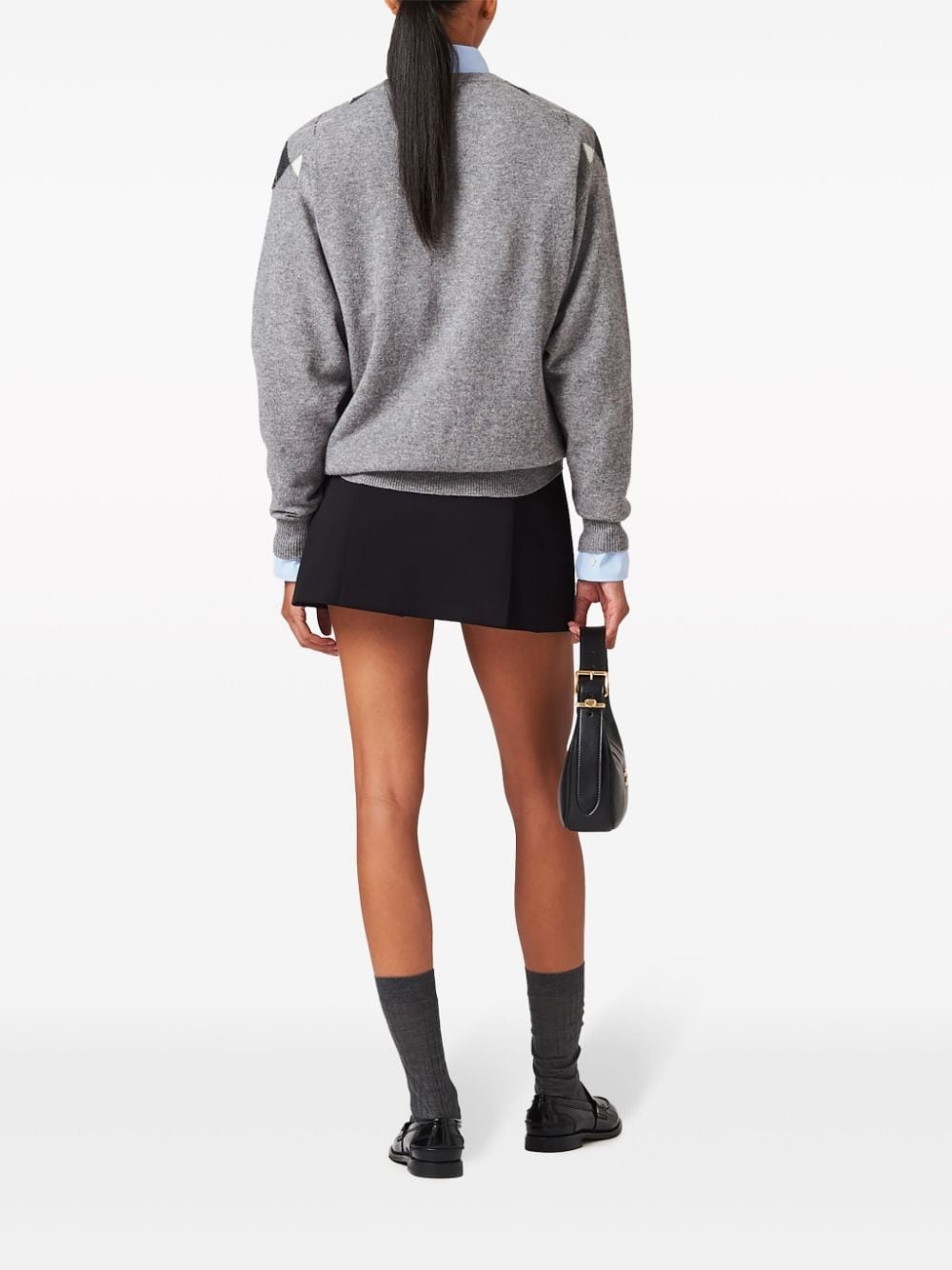 logo-plaque wool miniskirt - 3