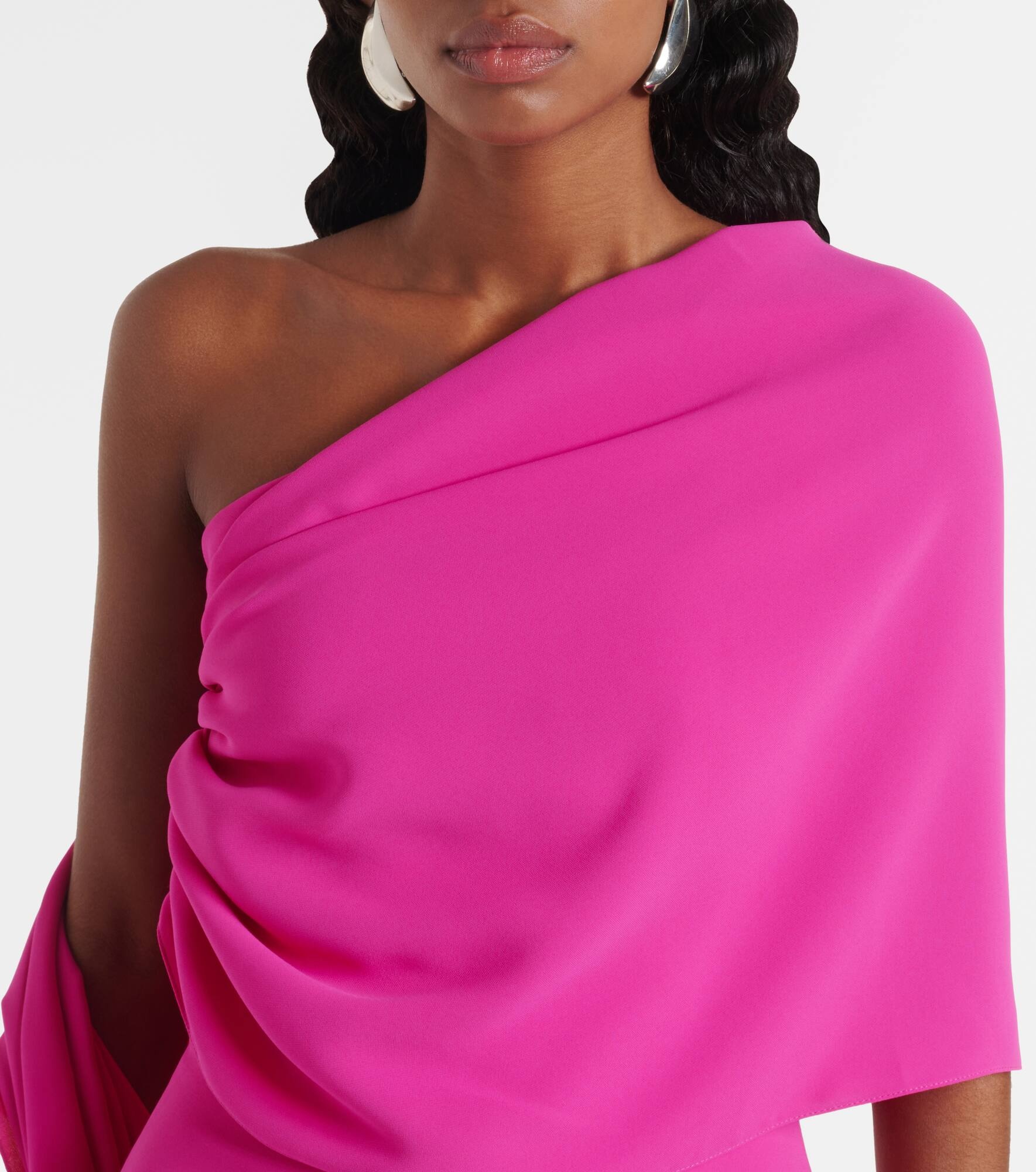 Caped silk crêpe cocktail dress - 4