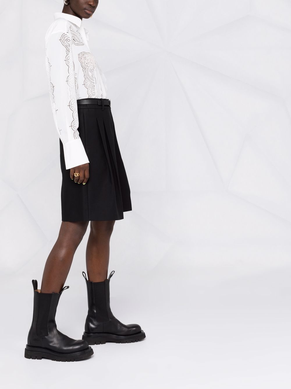 perforated-pattern longlsleeved shirt - 4