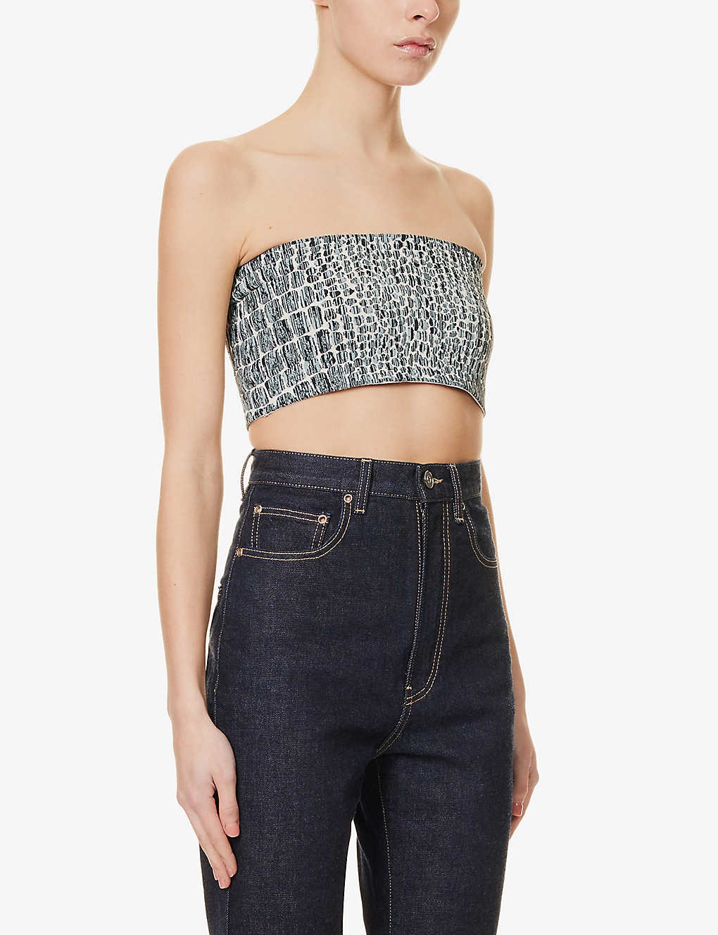 Slim-fit cropped knitted top - 3