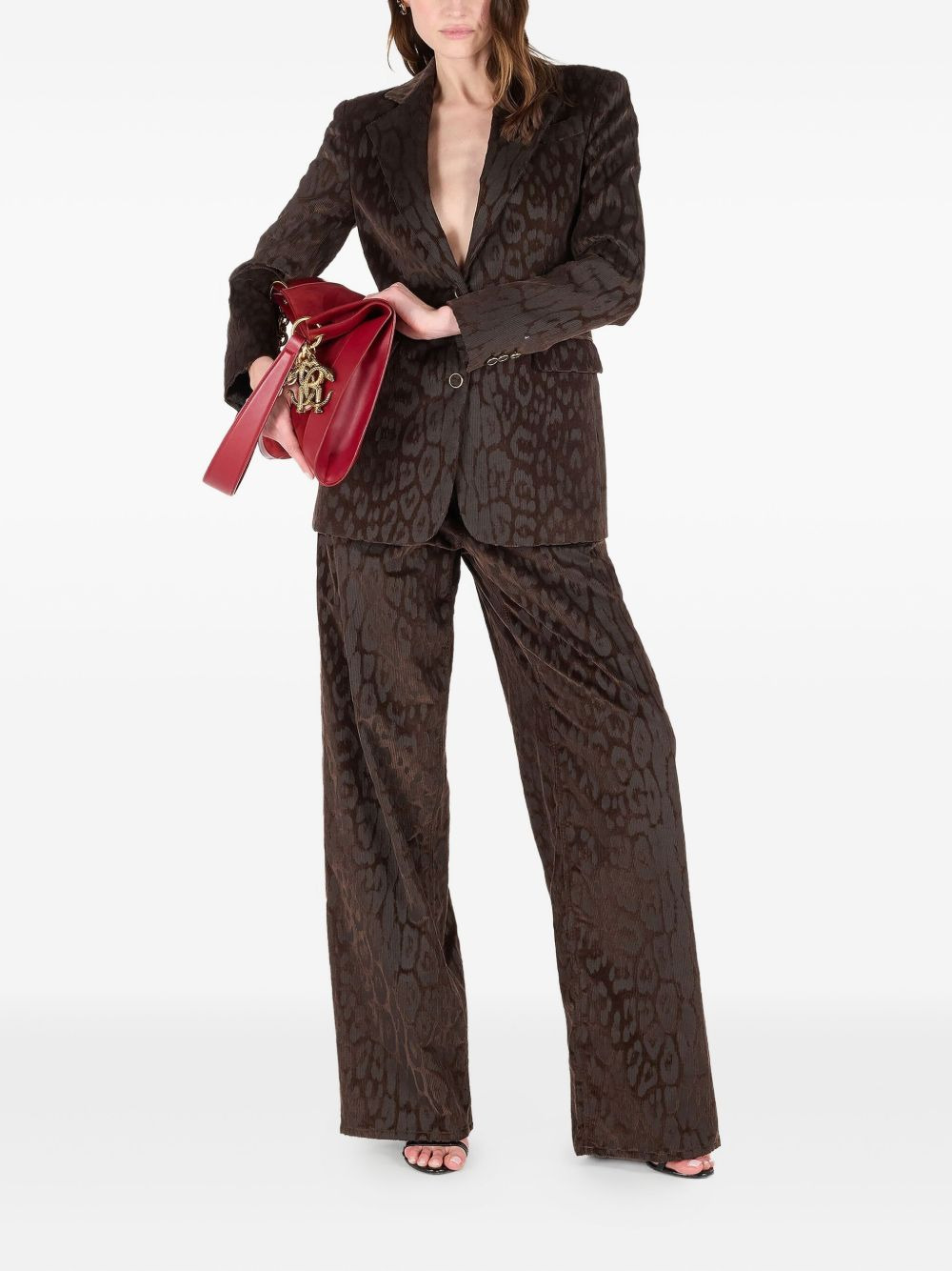 jaguear-print corduroy trousers - 2