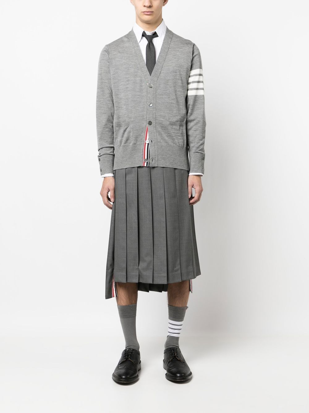 Thom Browne Men 4Bar Wool Cardigan - 3