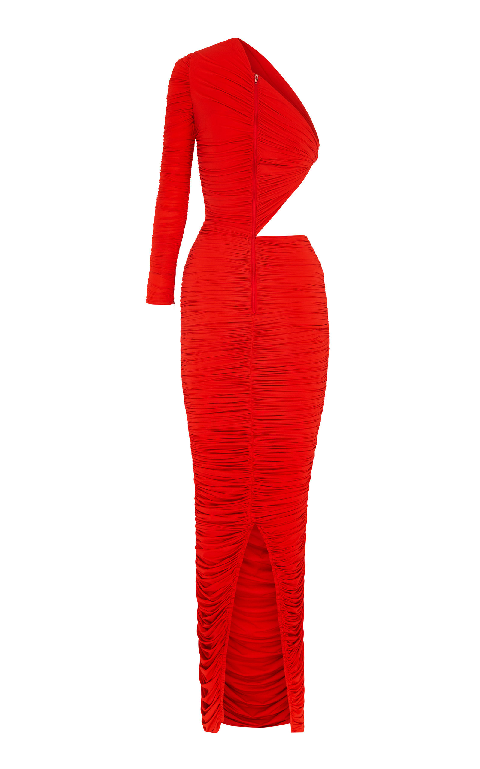 Channing Cutout Ruched Stretch-Jersey Maxi Dress red - 3