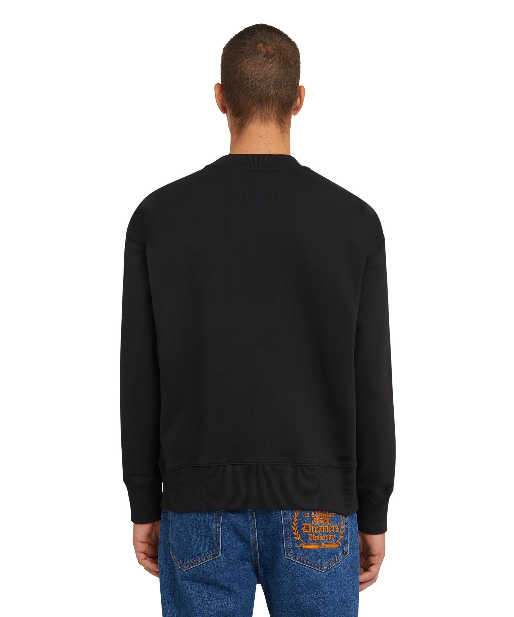 Cotton crewneck sweater wth MSGM brushstroke logo positioned at the neck - 3