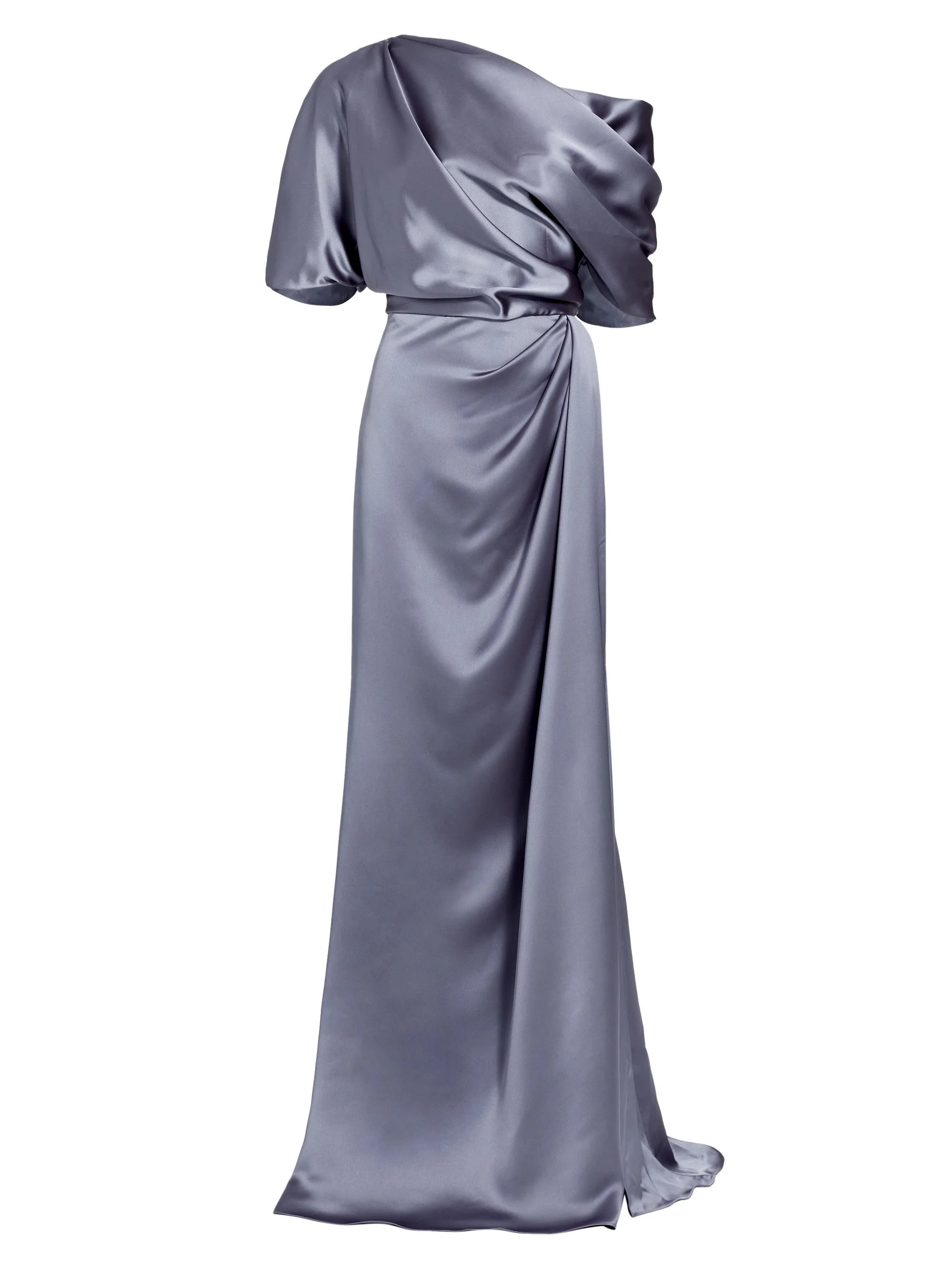 Women's Draped Off-The-Shoulder Gown - Slate - 1