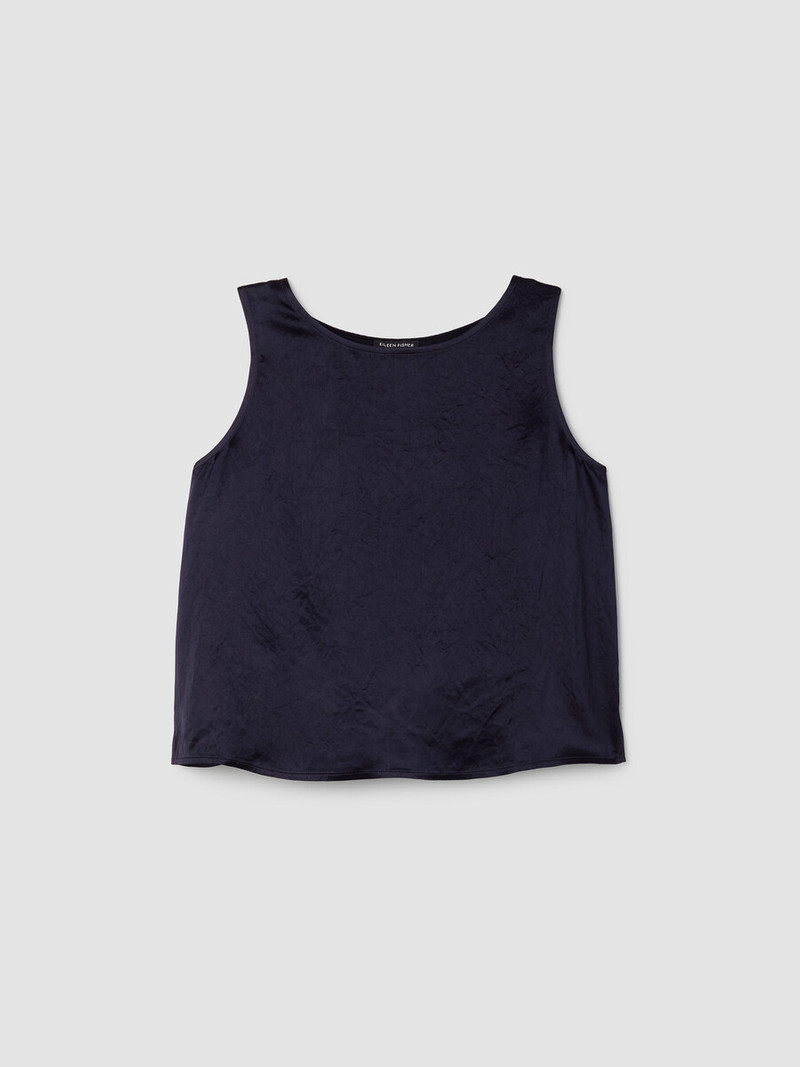 Textured Satin Ballet Neck Tank 1