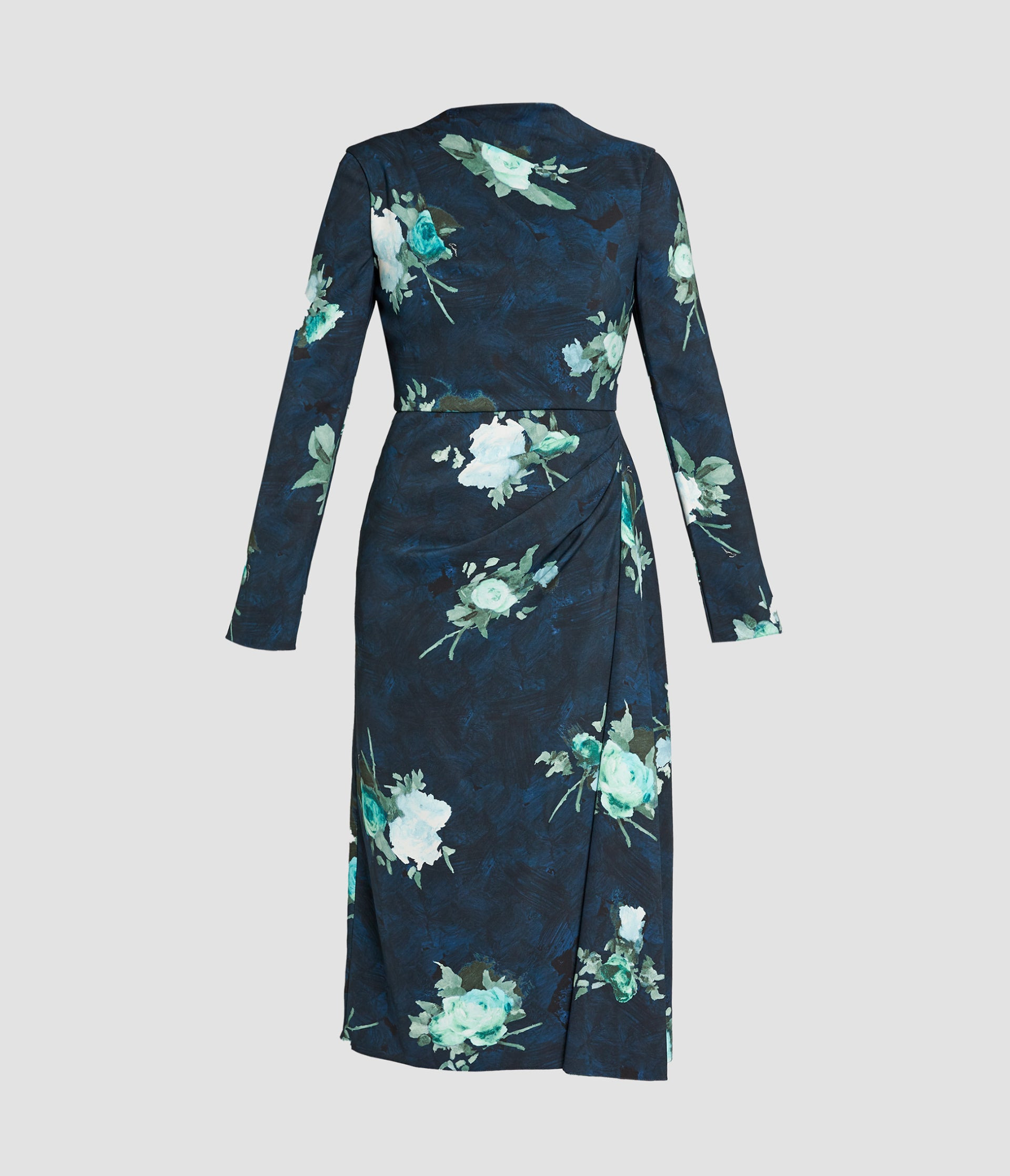 LONG SLEEVE DRAPED MIDI DRESS - 2