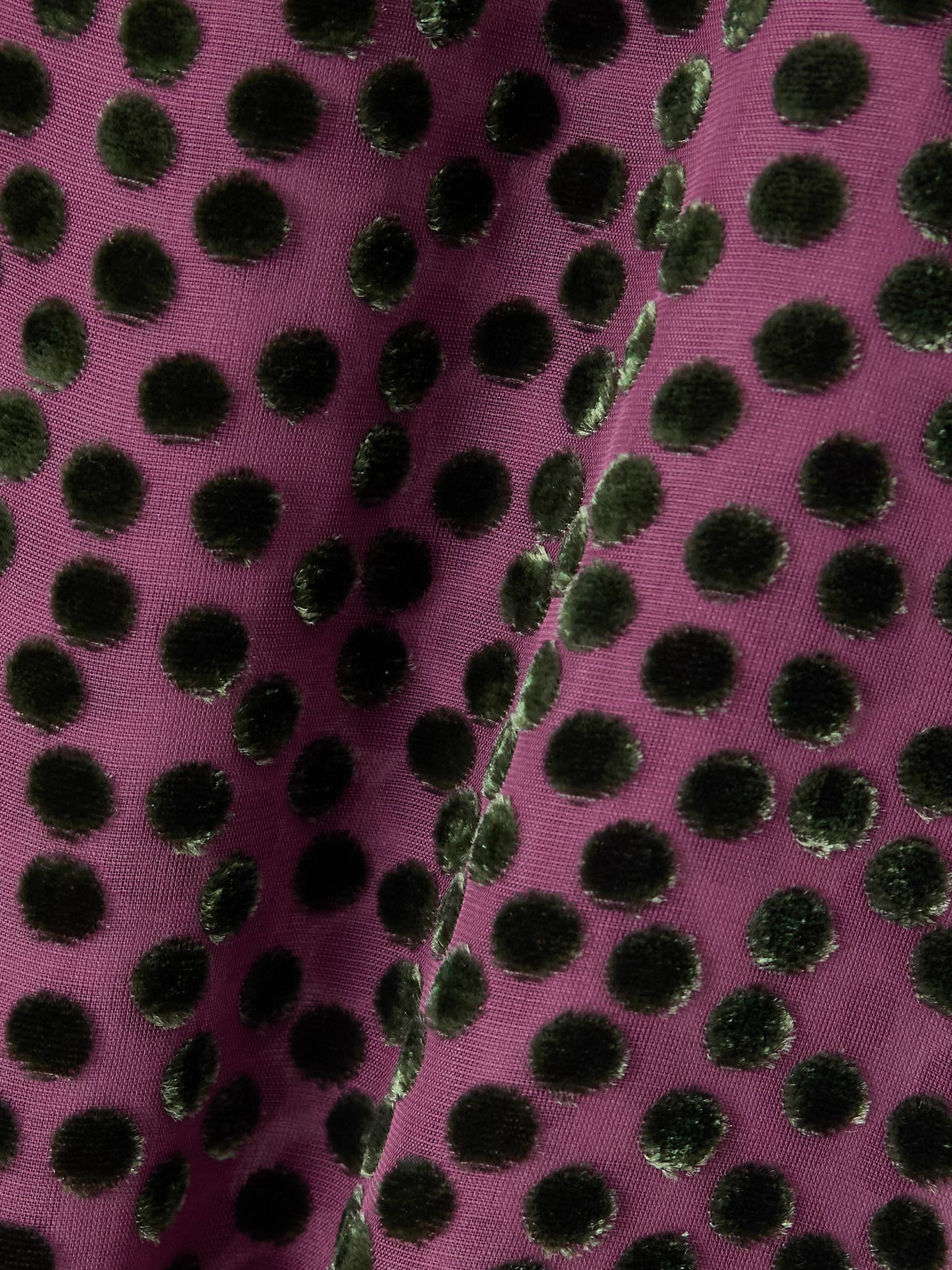 Polka-dot devoré-velvet straight-leg pants Pink - 6