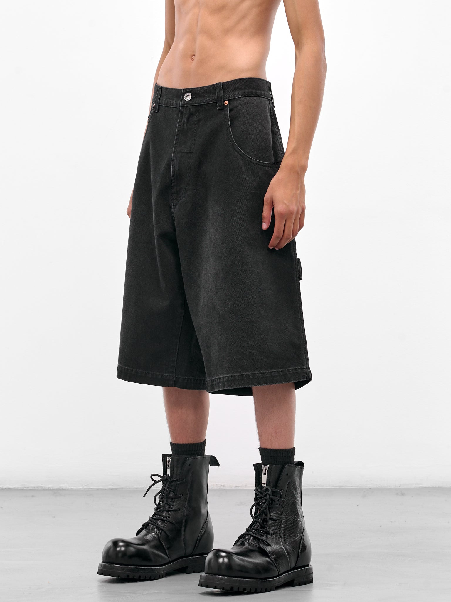 Black Denim Hip Hop Shorts - 2
