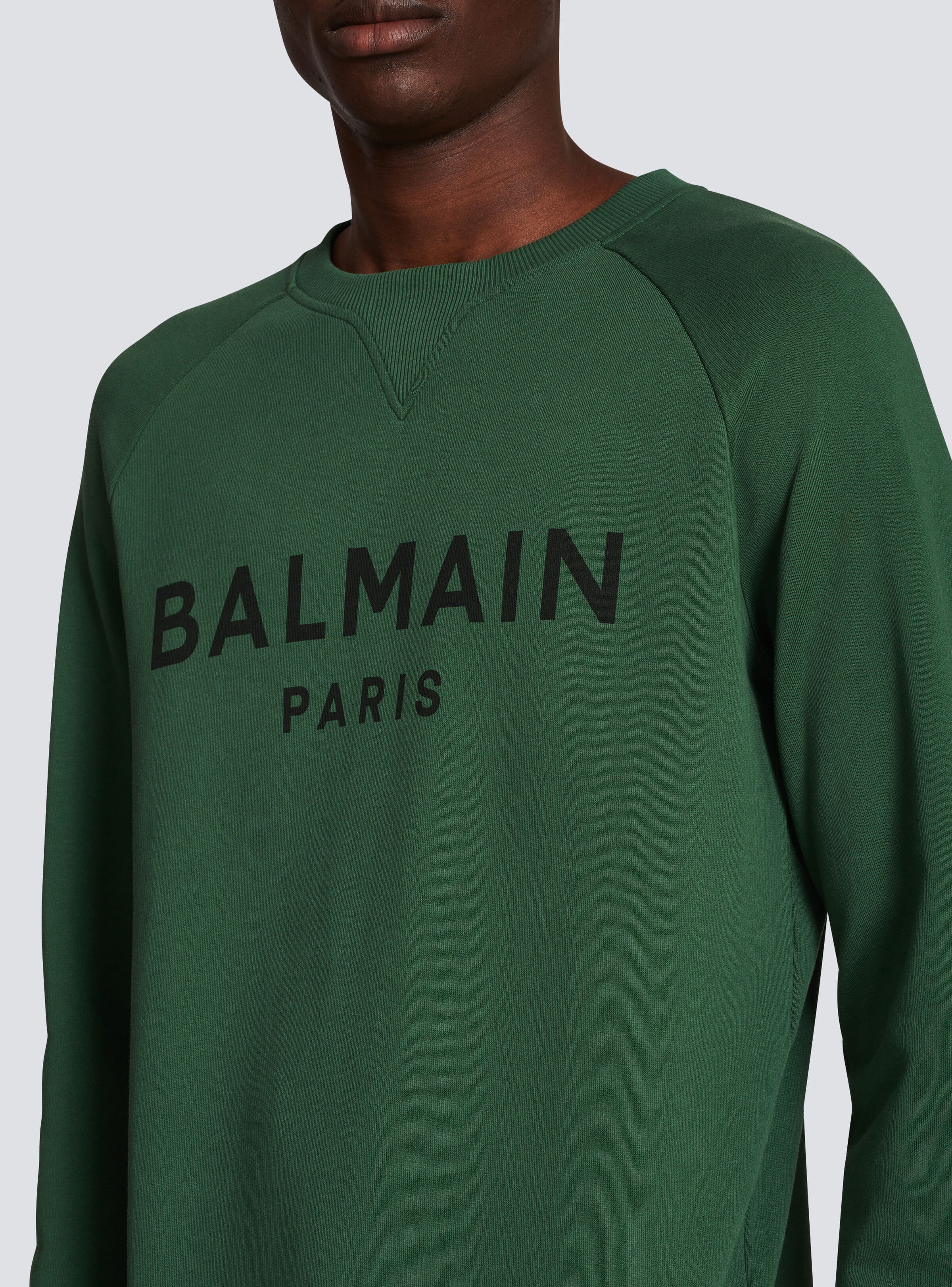 Eco-designed cotton sweatshirt with Balmain Paris metallic logo print - 7