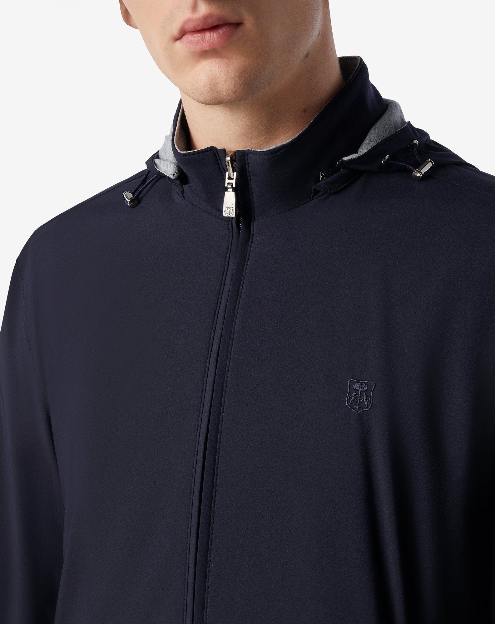 Navy blue technical fabric reversible jacket - 3
