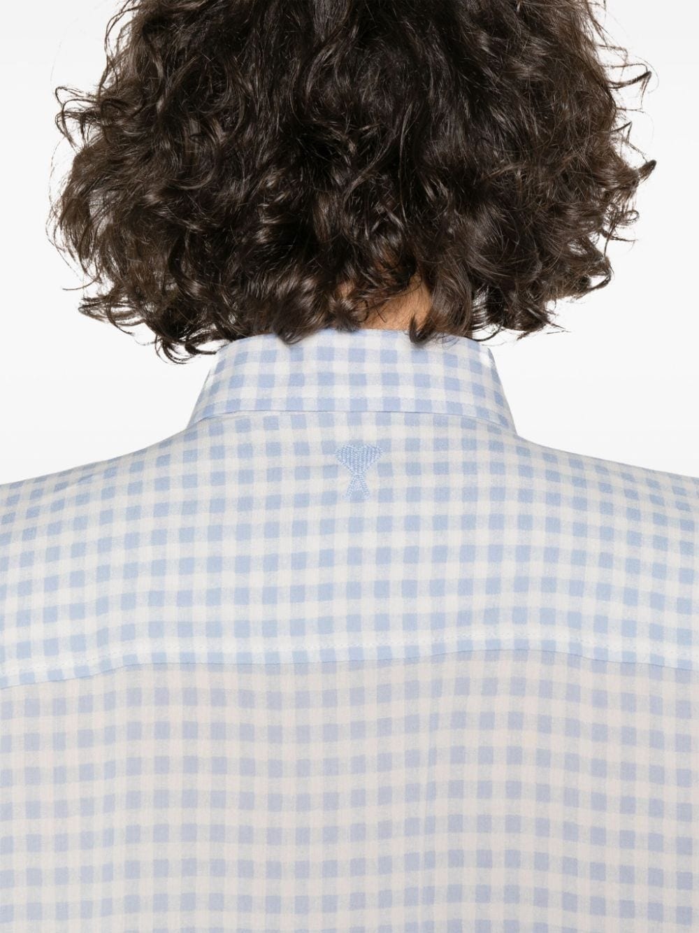 gingham-check crepe shirt - 12