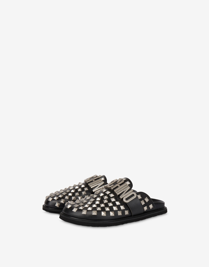 MAXI LETTERING MULES WITH STUDS 1