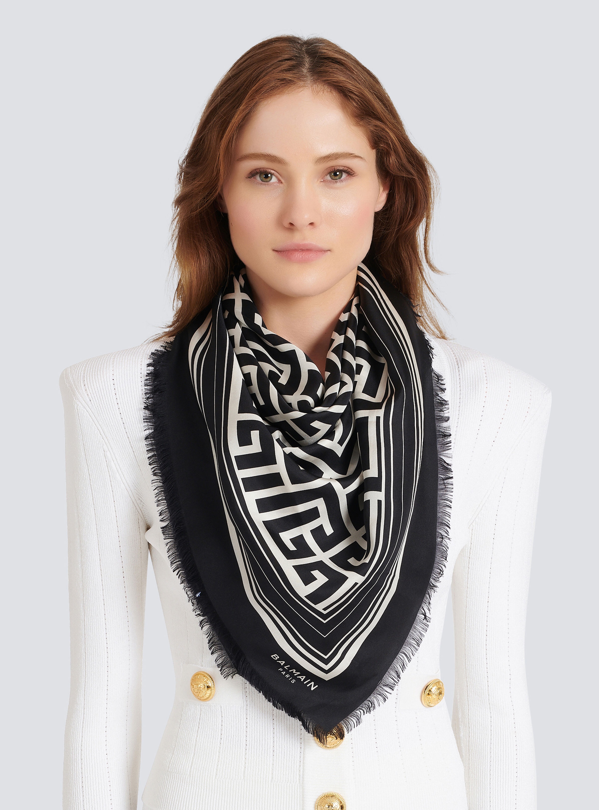 Silk monogrammed scarf - 2