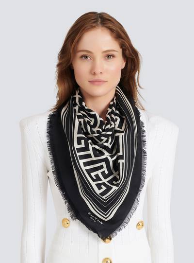 Balmain Silk monogrammed scarf outlook